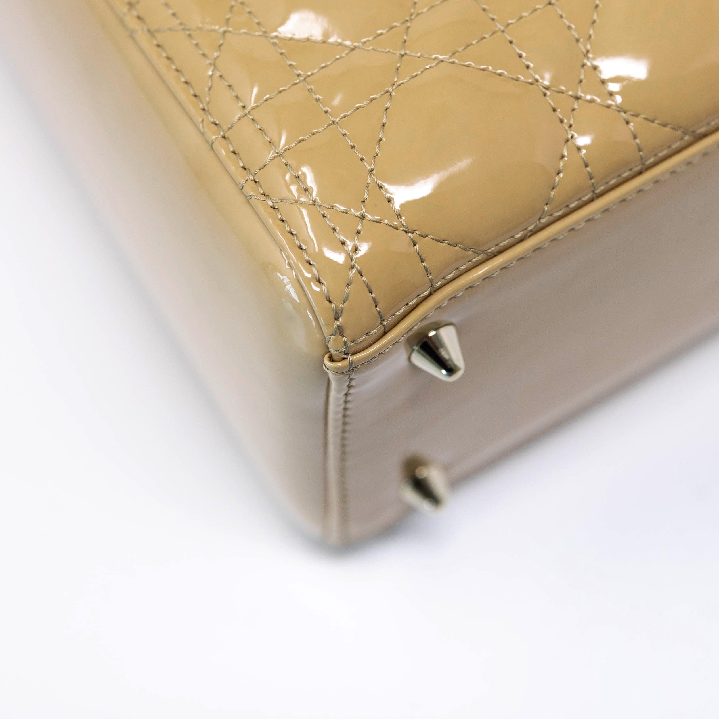 Dior Beige Patent Medium Lady Dior Bag