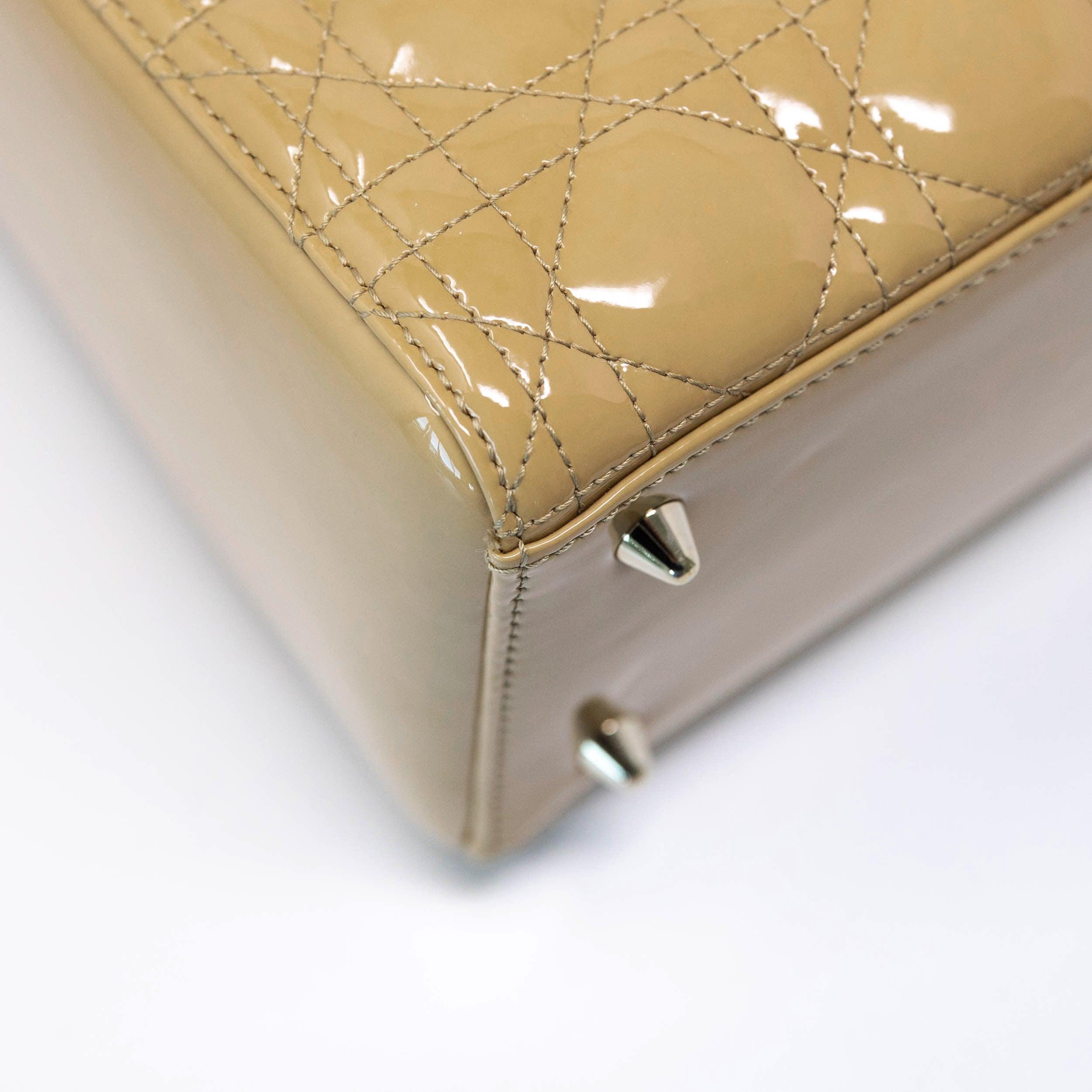 Dior Beige Patent Medium Lady Dior Bag