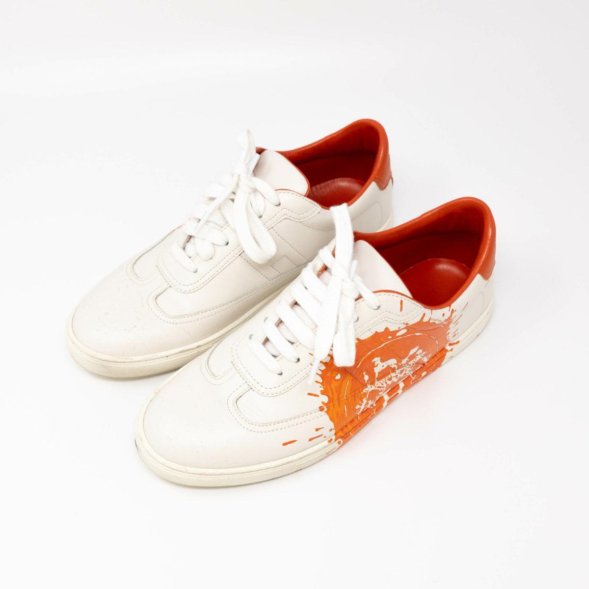 Hermes Orange Splash Quicker Sneaker 37.5