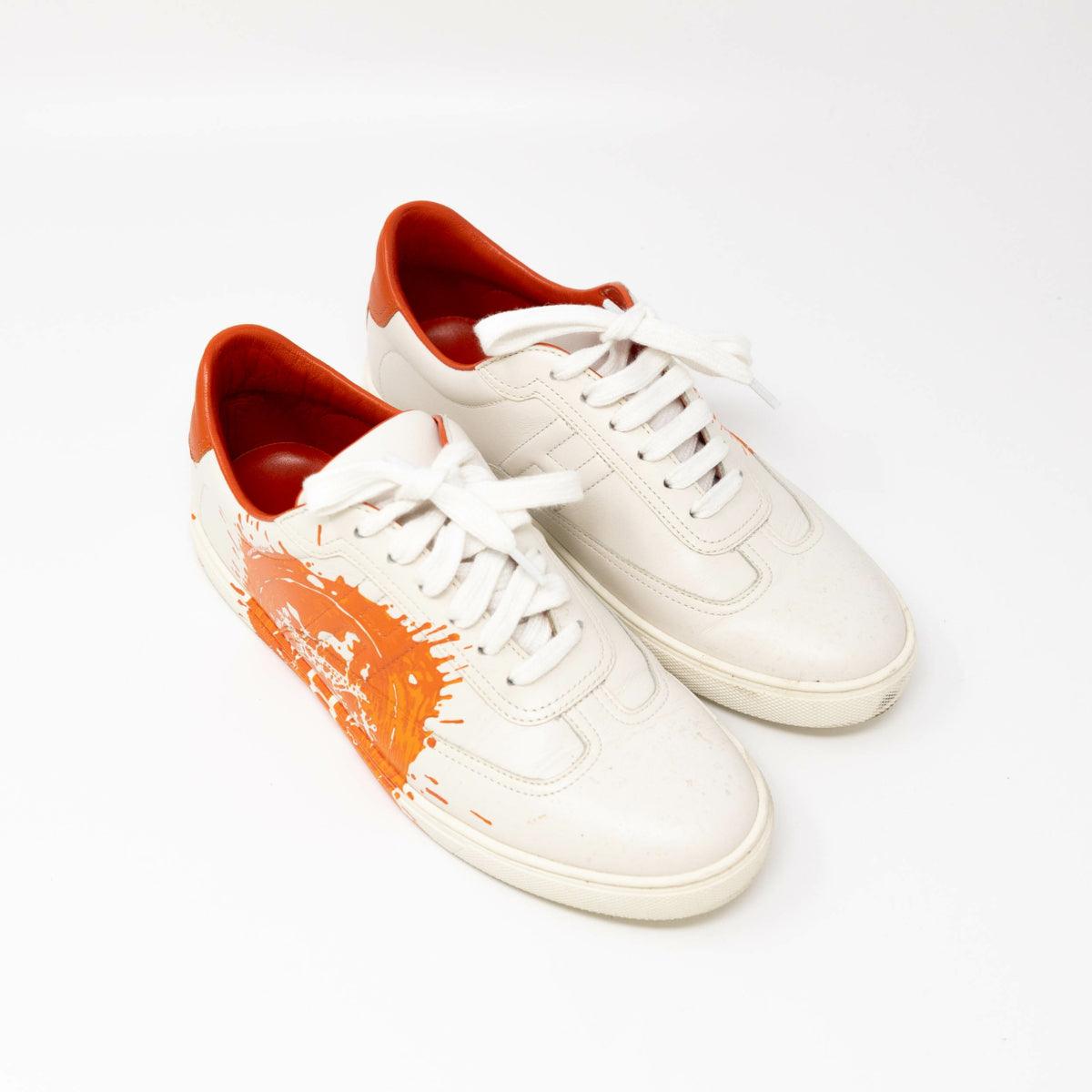 Hermes Orange Splash Quicker Sneaker 37.5