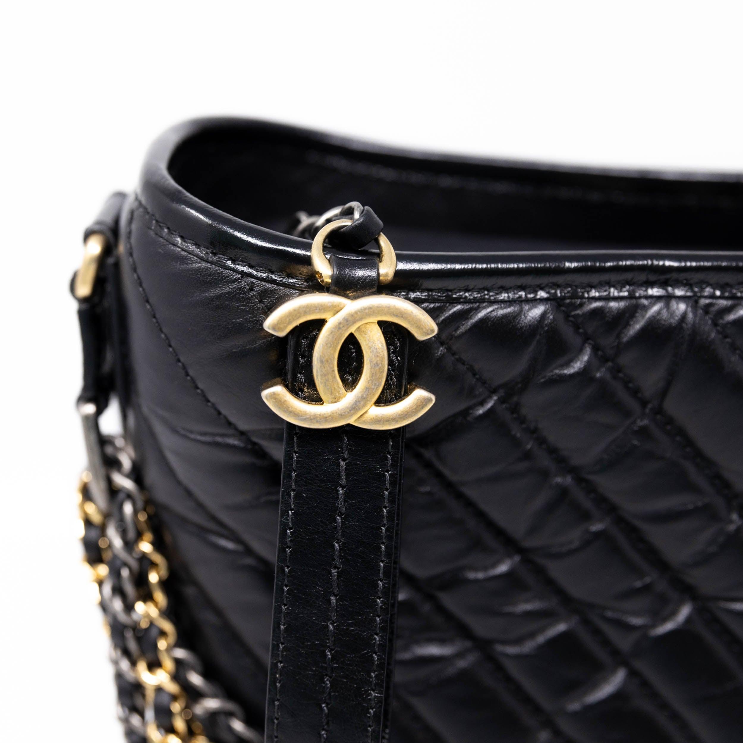 Chanel Black Chevron Medium Gabrielle Hobo