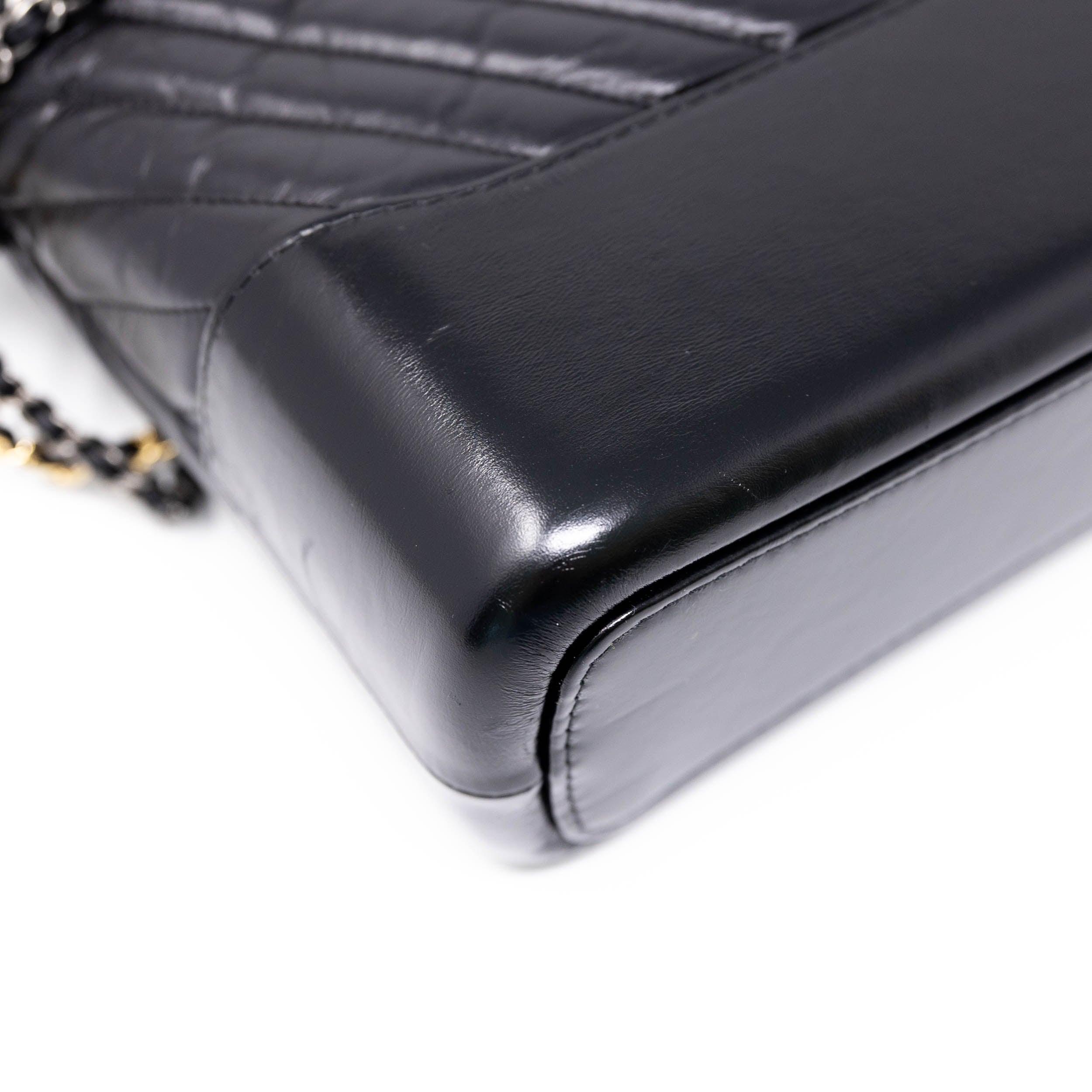 Chanel Black Chevron Medium Gabrielle Hobo