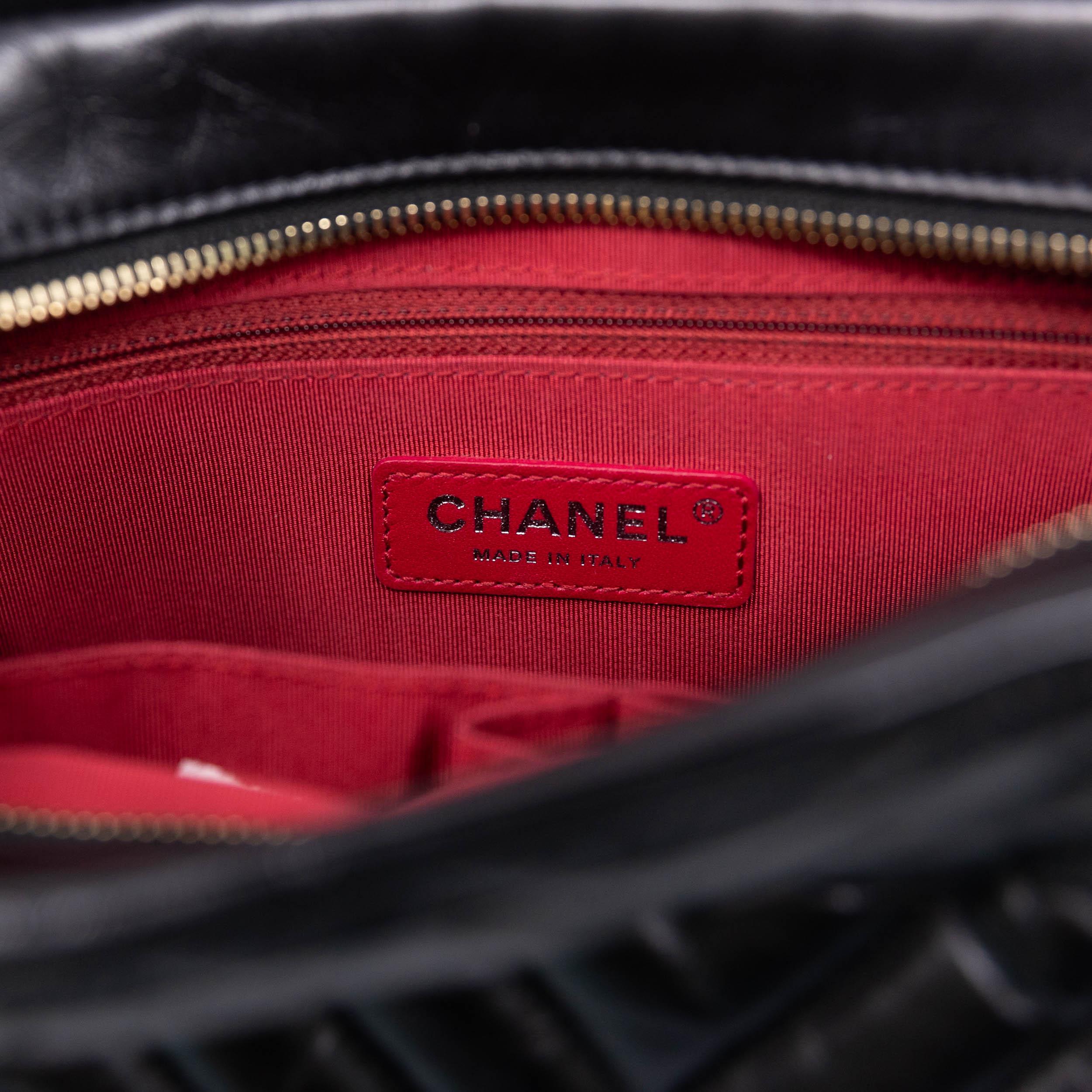 Chanel Black Chevron Medium Gabrielle Hobo