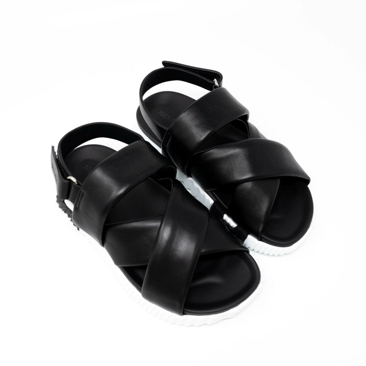 Hermes Noir Electric Sandals 35.5