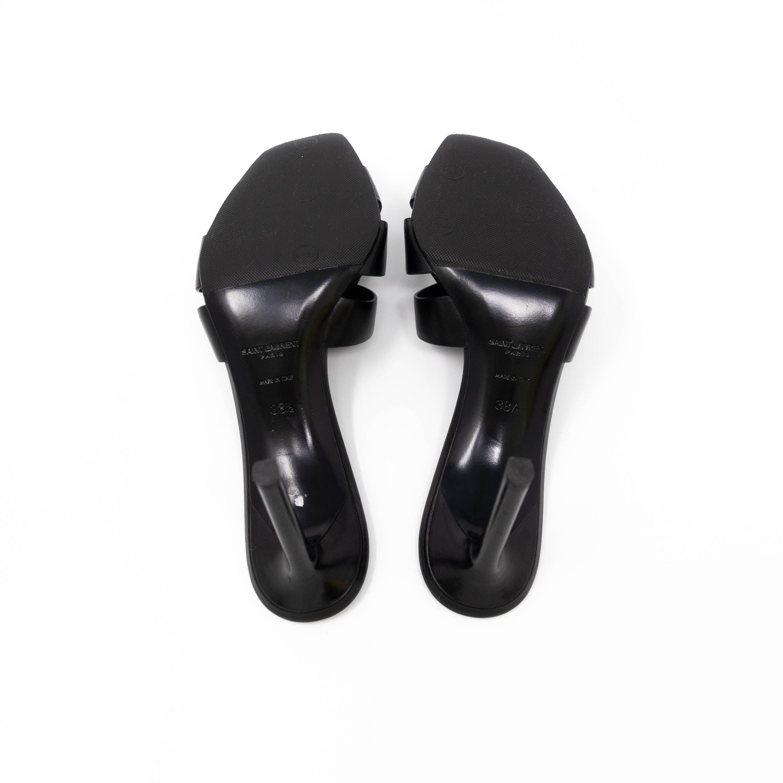 Saint Laurent Black Tribute Mules 38.5