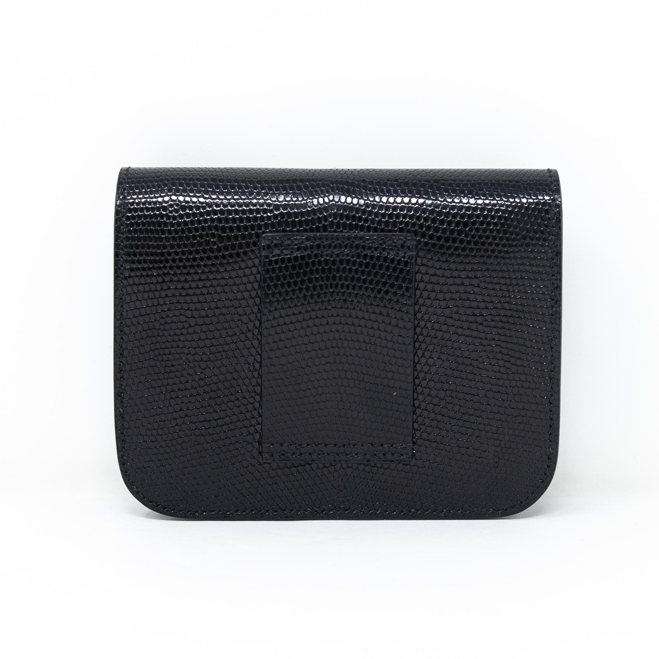 Hermes Noir Lizard Constance Slim Wallet