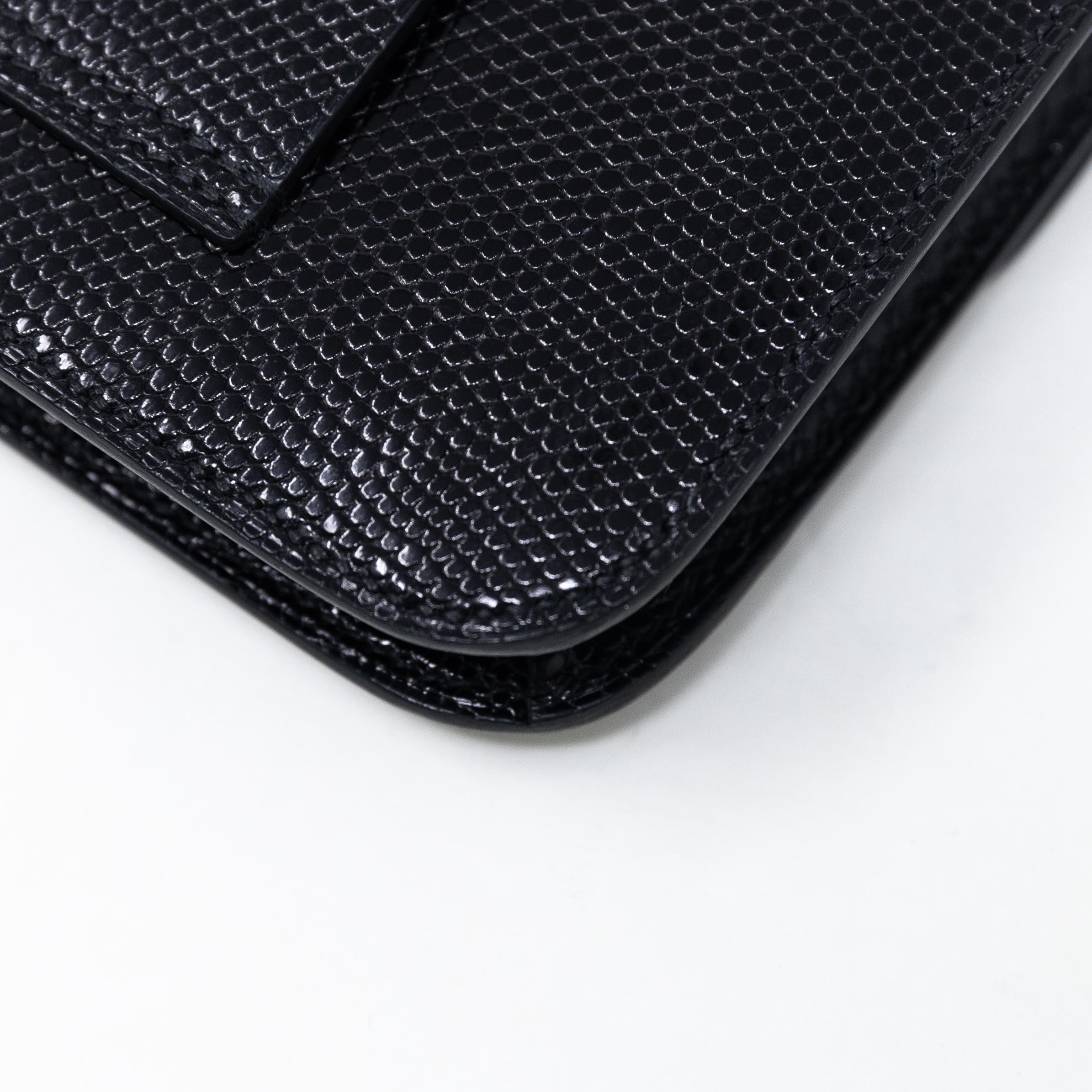 Hermes Noir Lizard Constance Slim Wallet