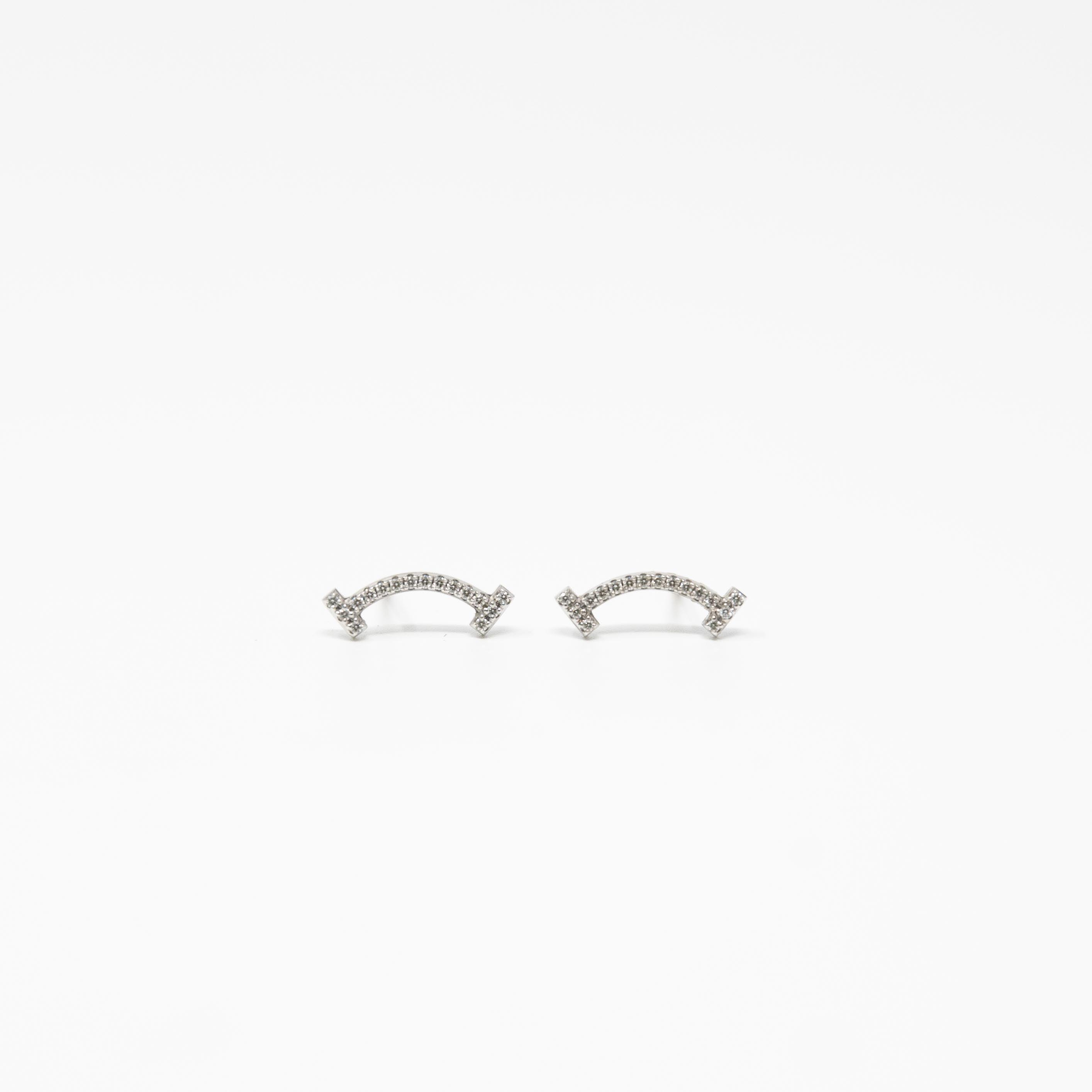 Tiffany & Co. White Gold T-Smile Diamond Earrings