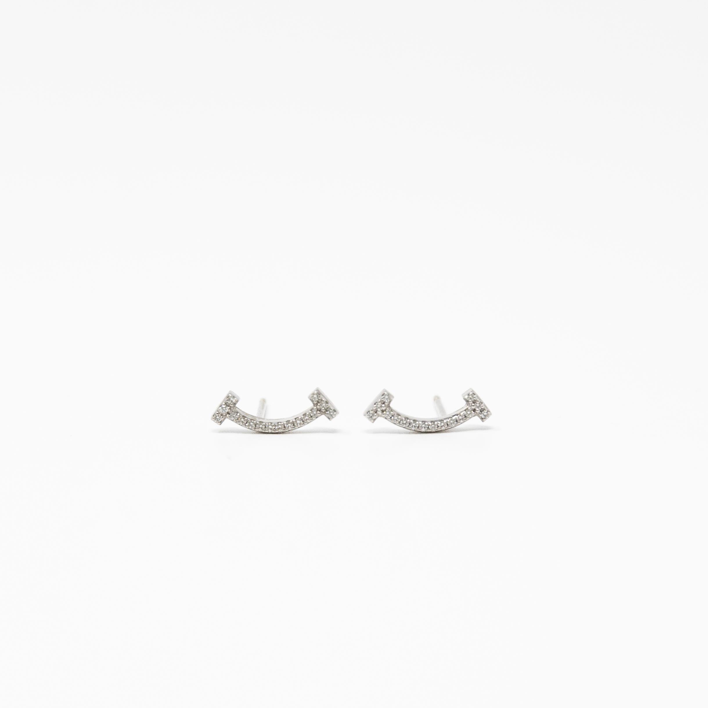 Tiffany & Co. White Gold T-Smile Diamond Earrings