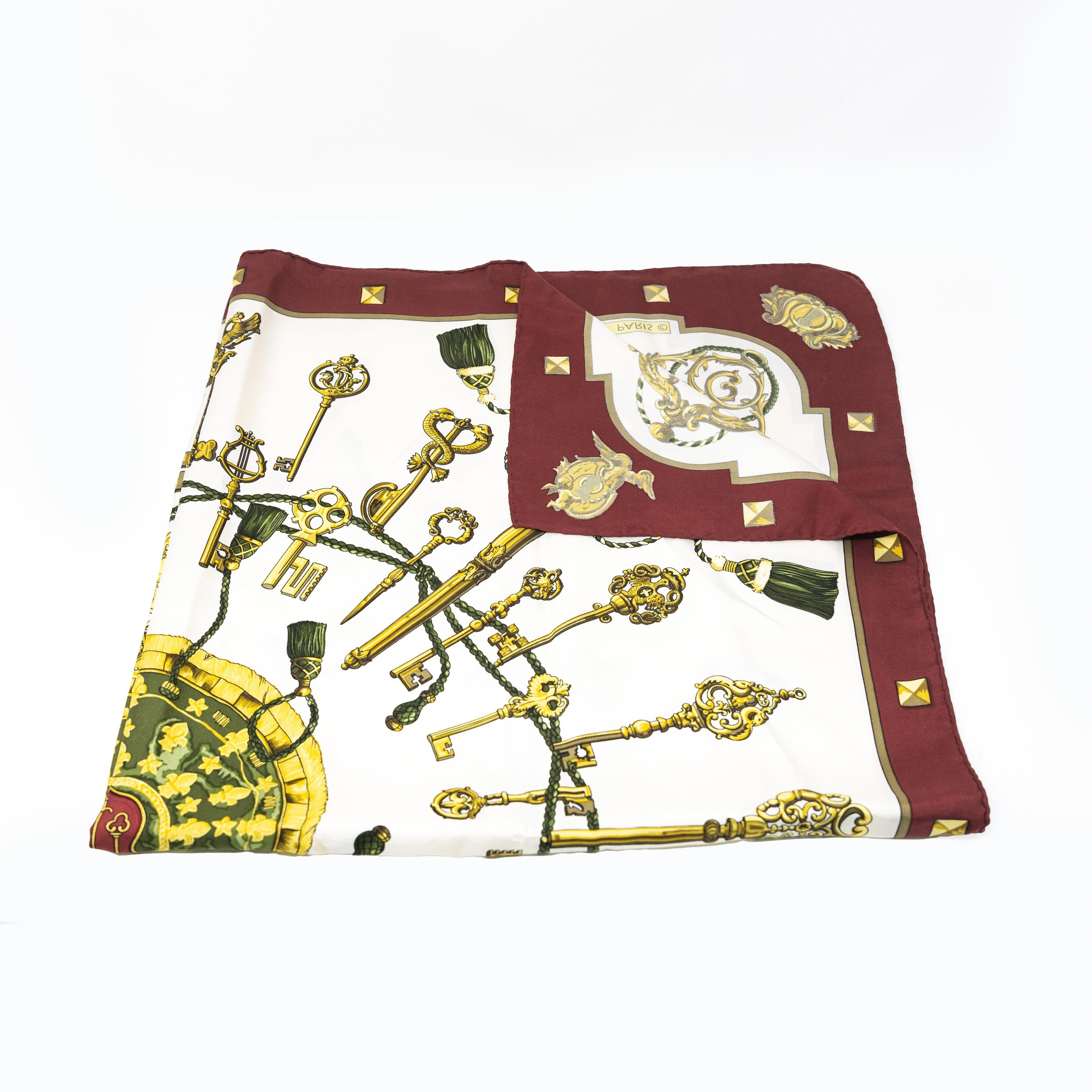 Hermes Les Cles Silk Scarf 90