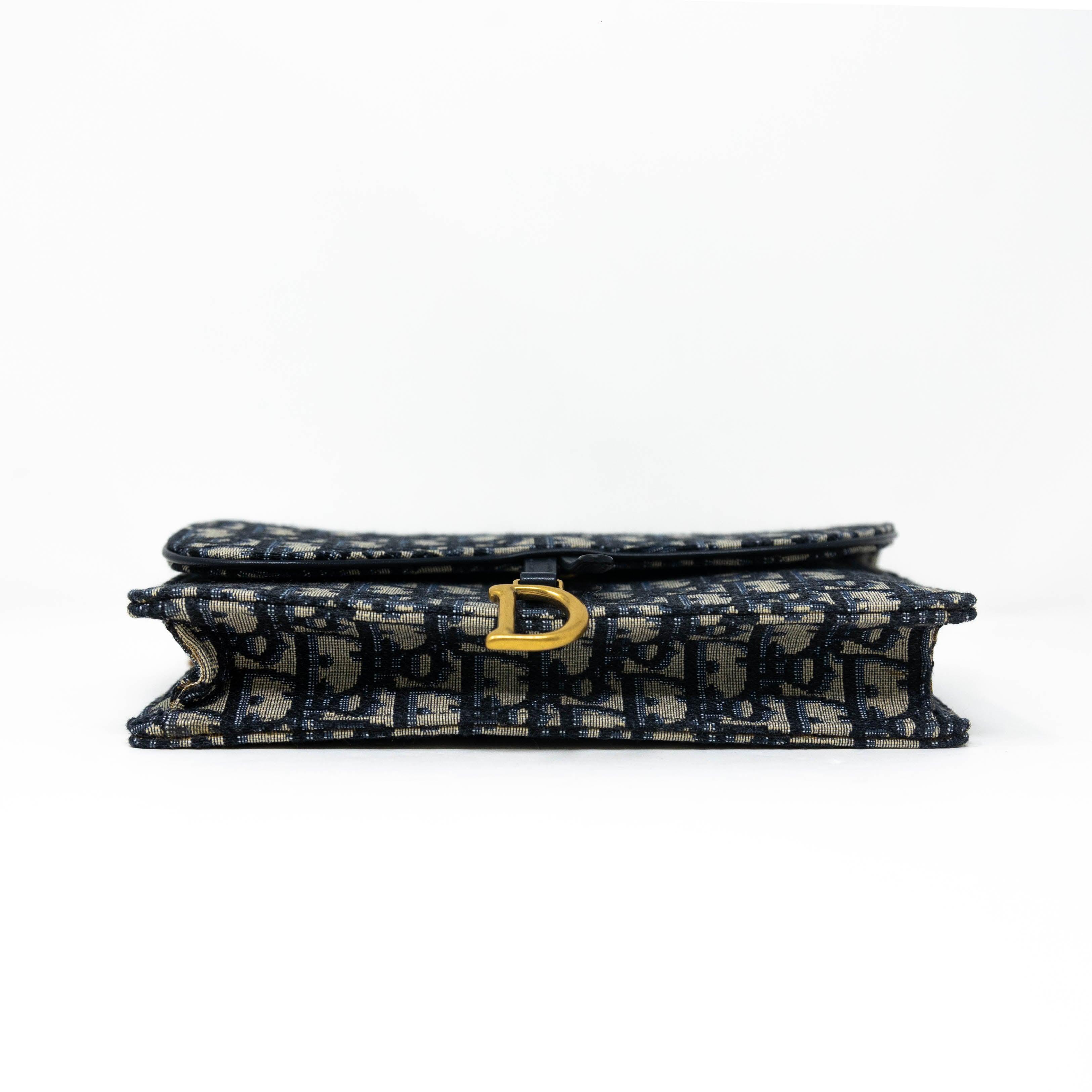 Dior Blue Oblique Saddle Pouch