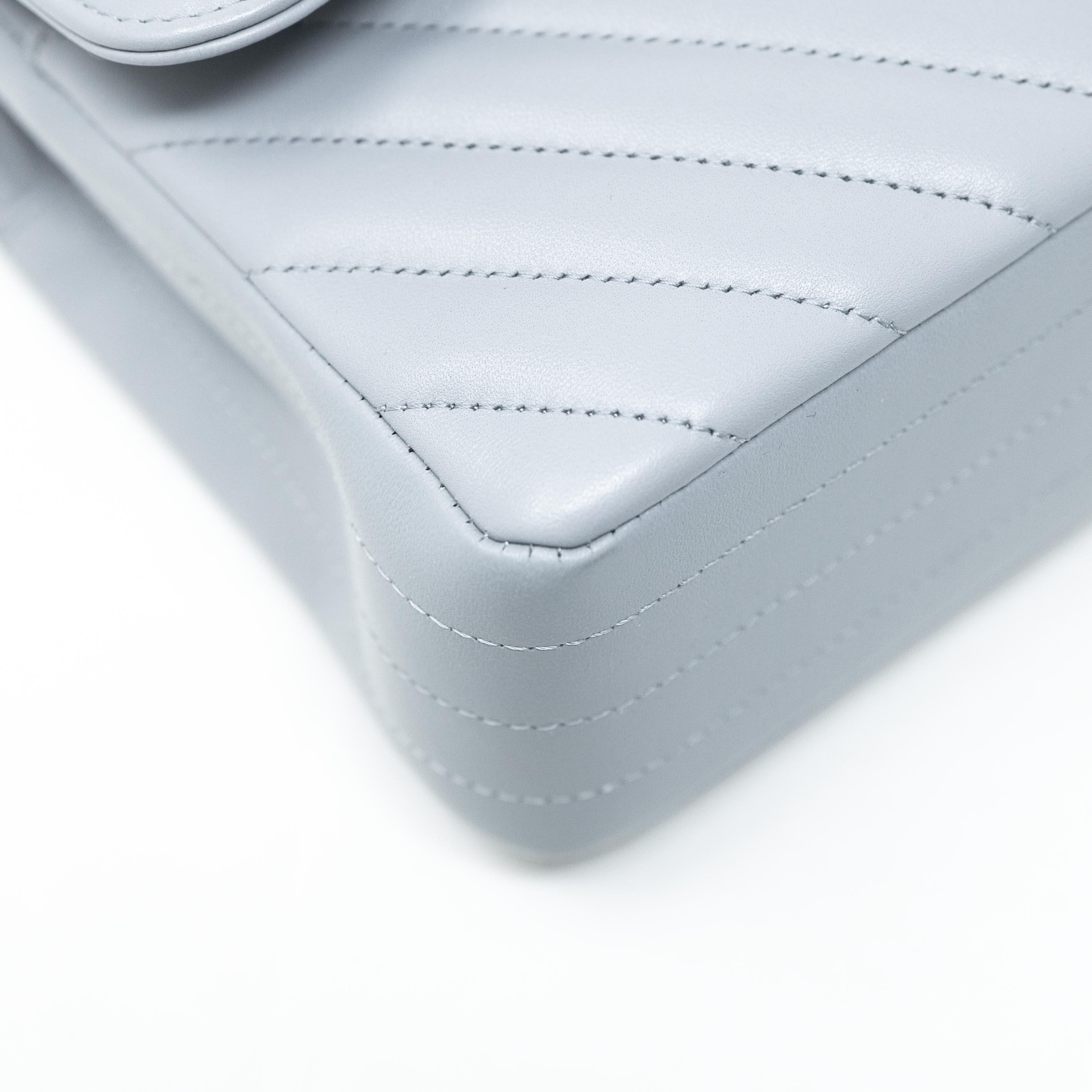 Chanel Grey Chevron Small Classic Flap