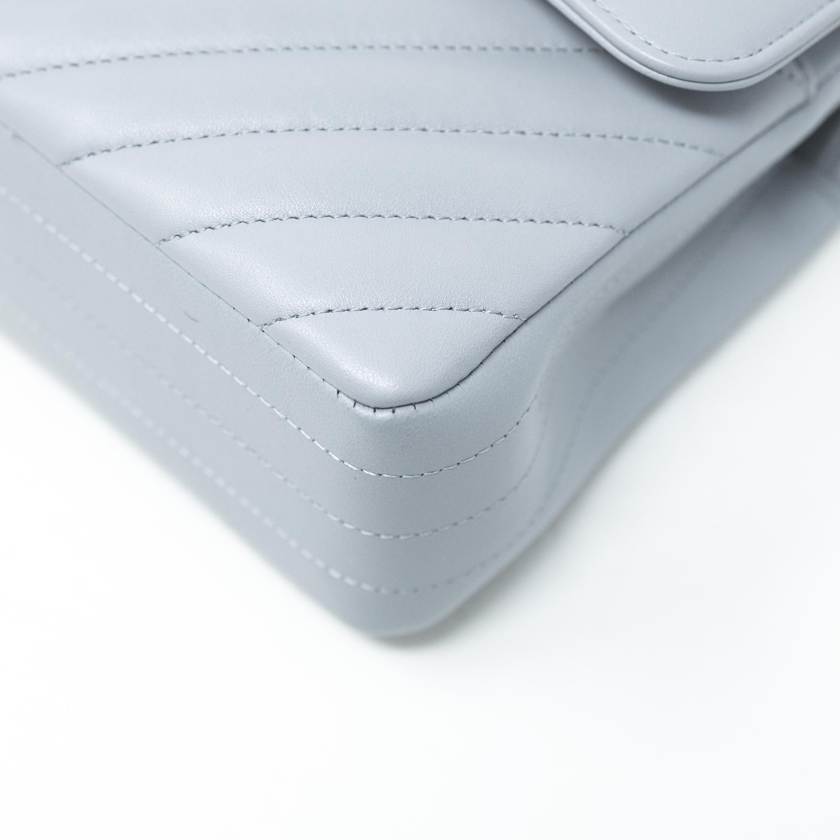Chanel Grey Chevron Small Classic Flap