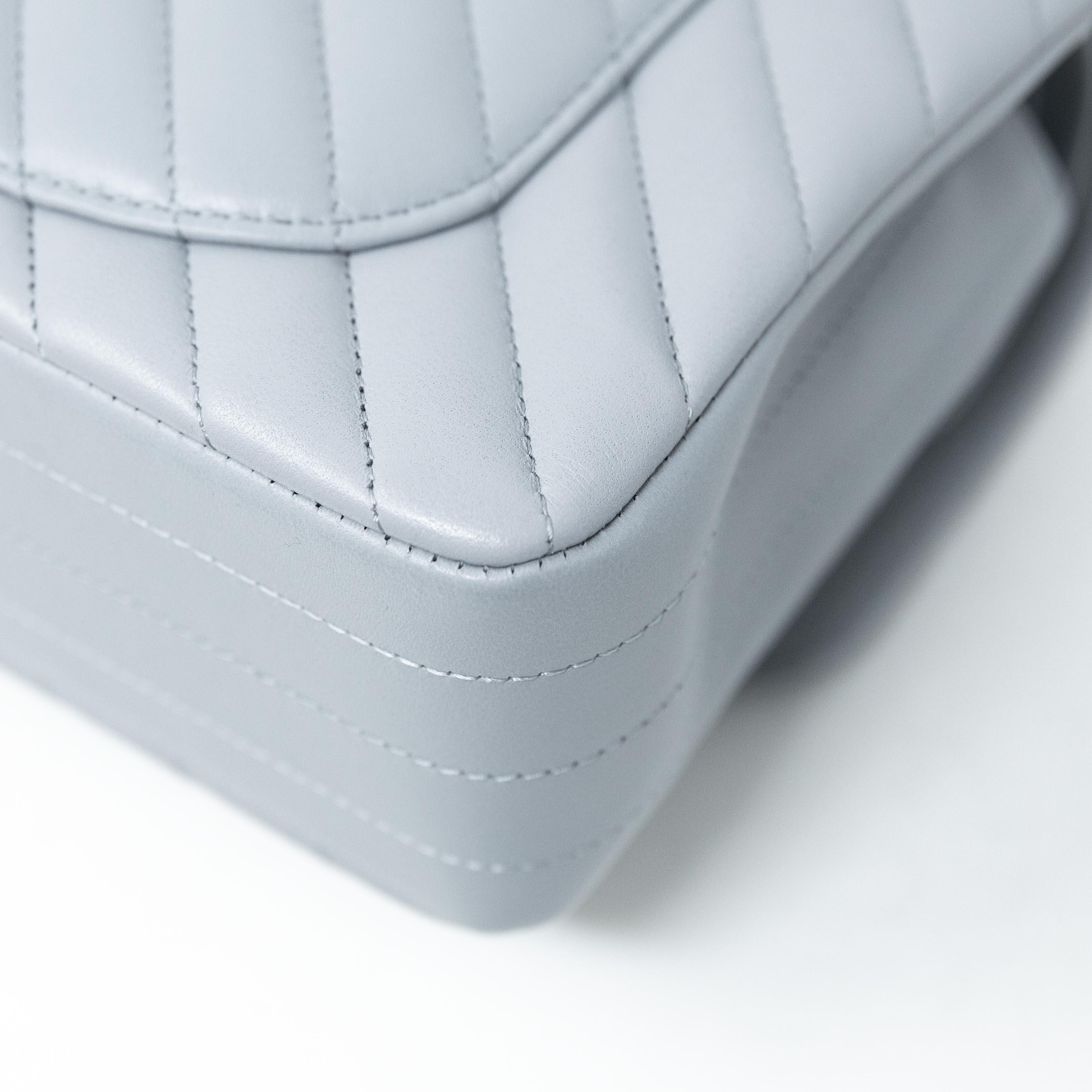 Chanel Grey Chevron Small Classic Flap