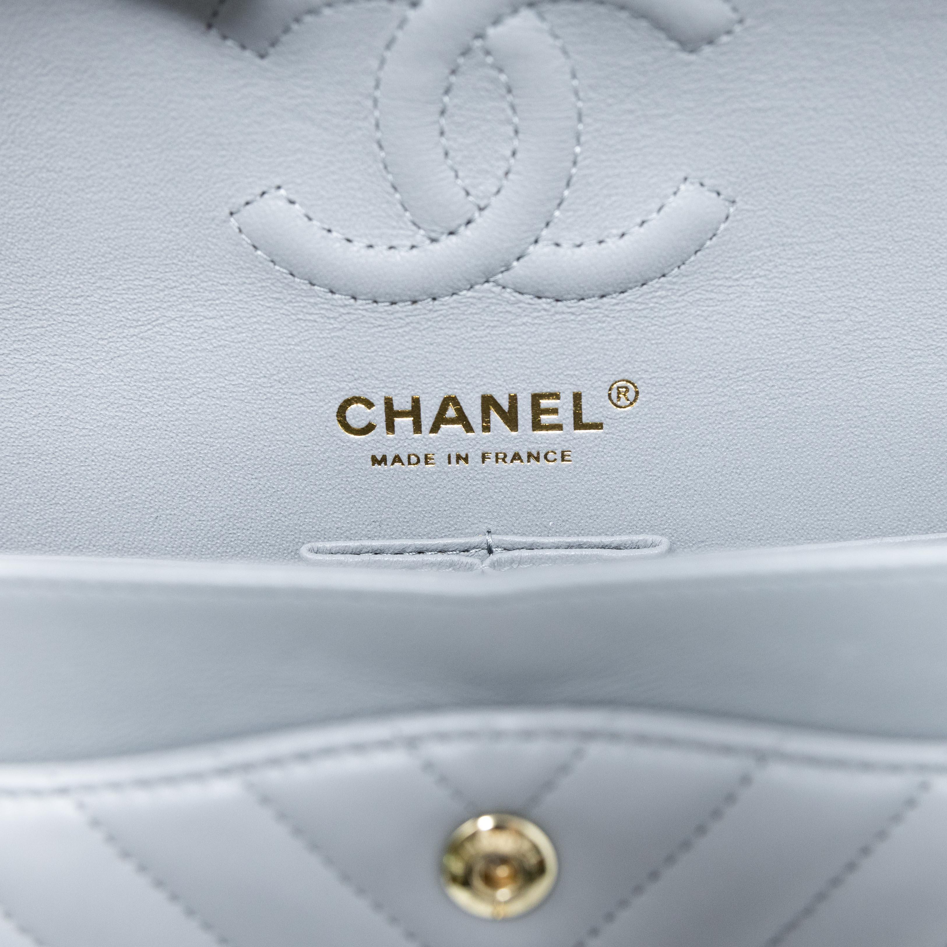 Chanel Grey Chevron Small Classic Flap