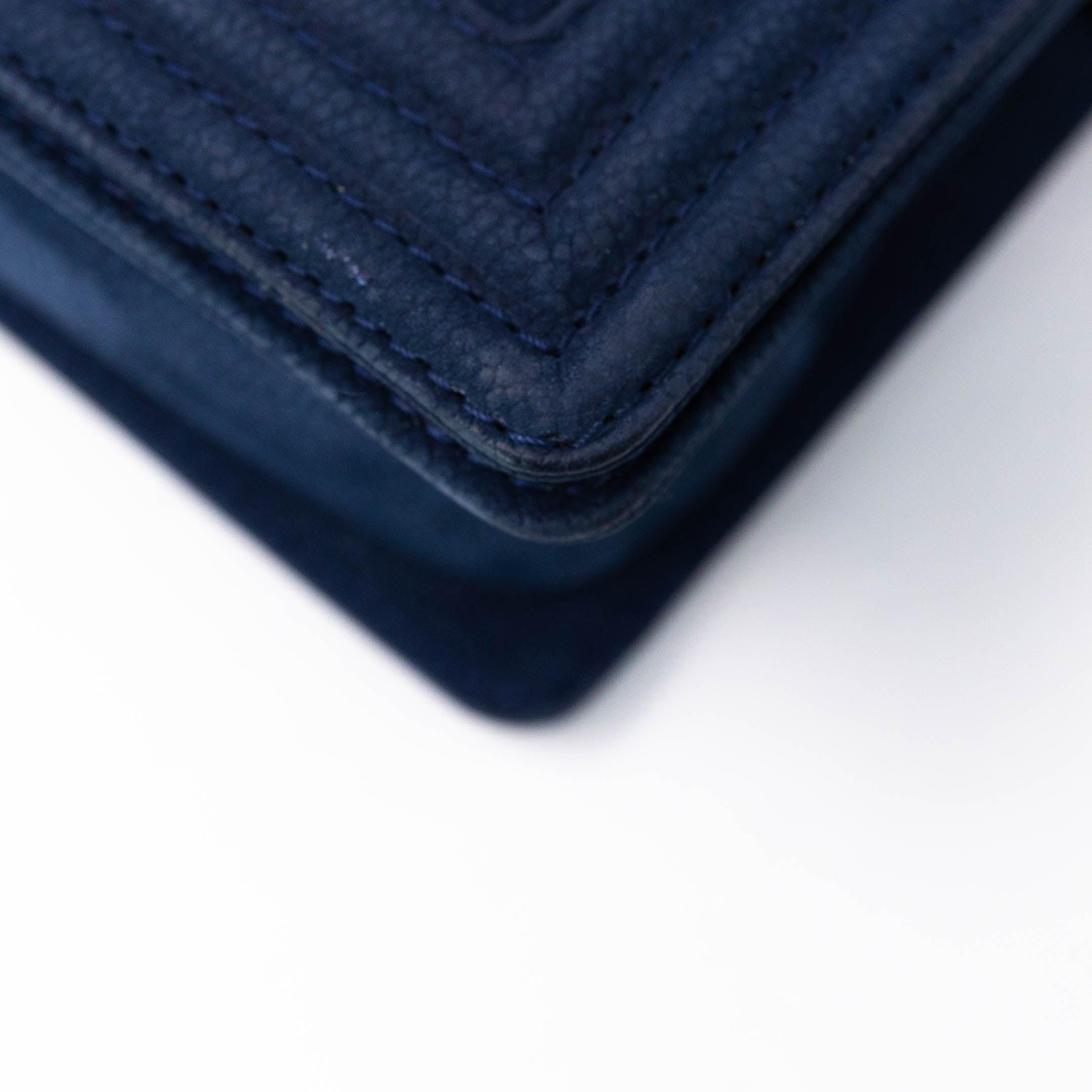 Chanel Blue Suede Small Boy Bag