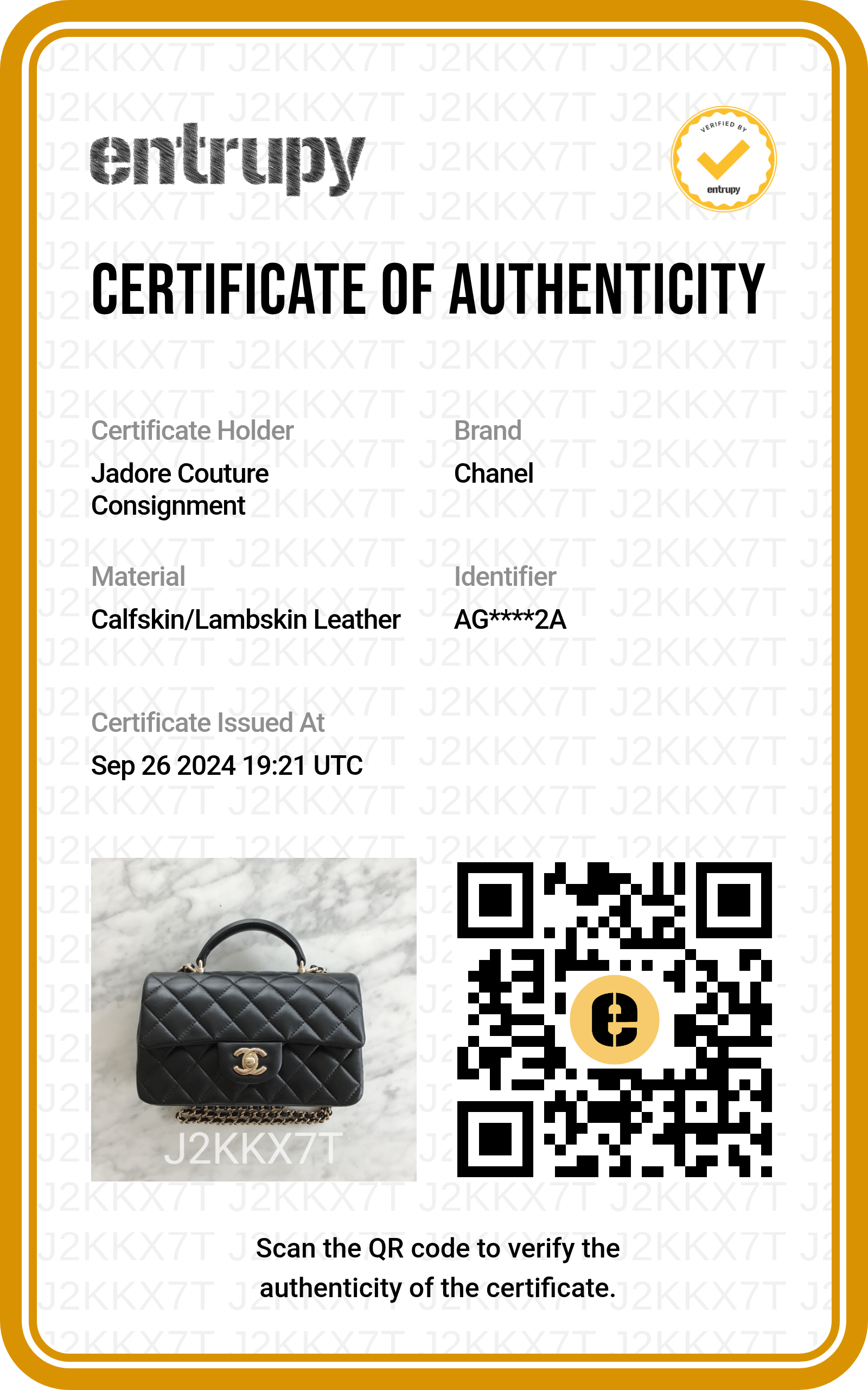 Add Entrupy Certificate