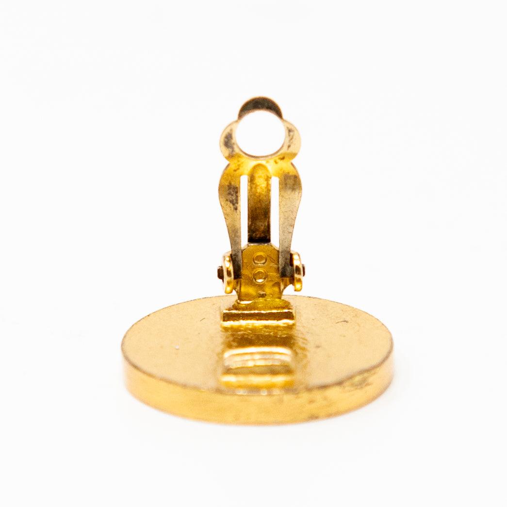 Chanel Vintage Red Button Clip On Earrings