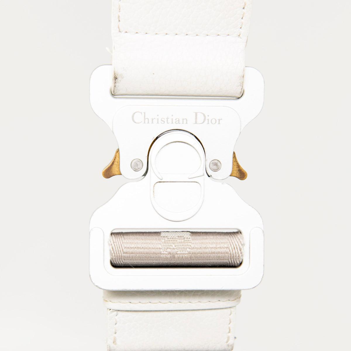 Dior White Newspaper Print Saddle Bag