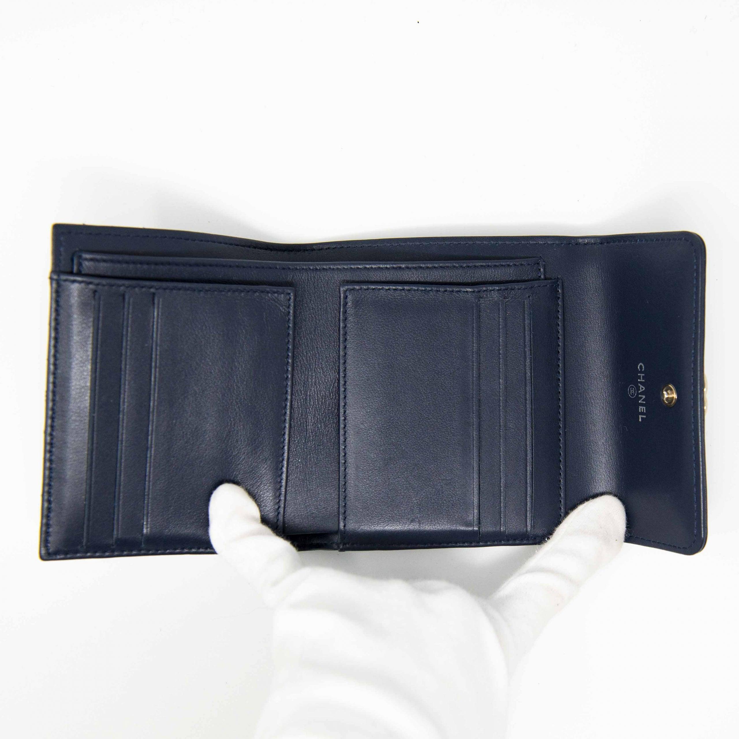 Chanel Blue Lambskin Compact Boy Wallet