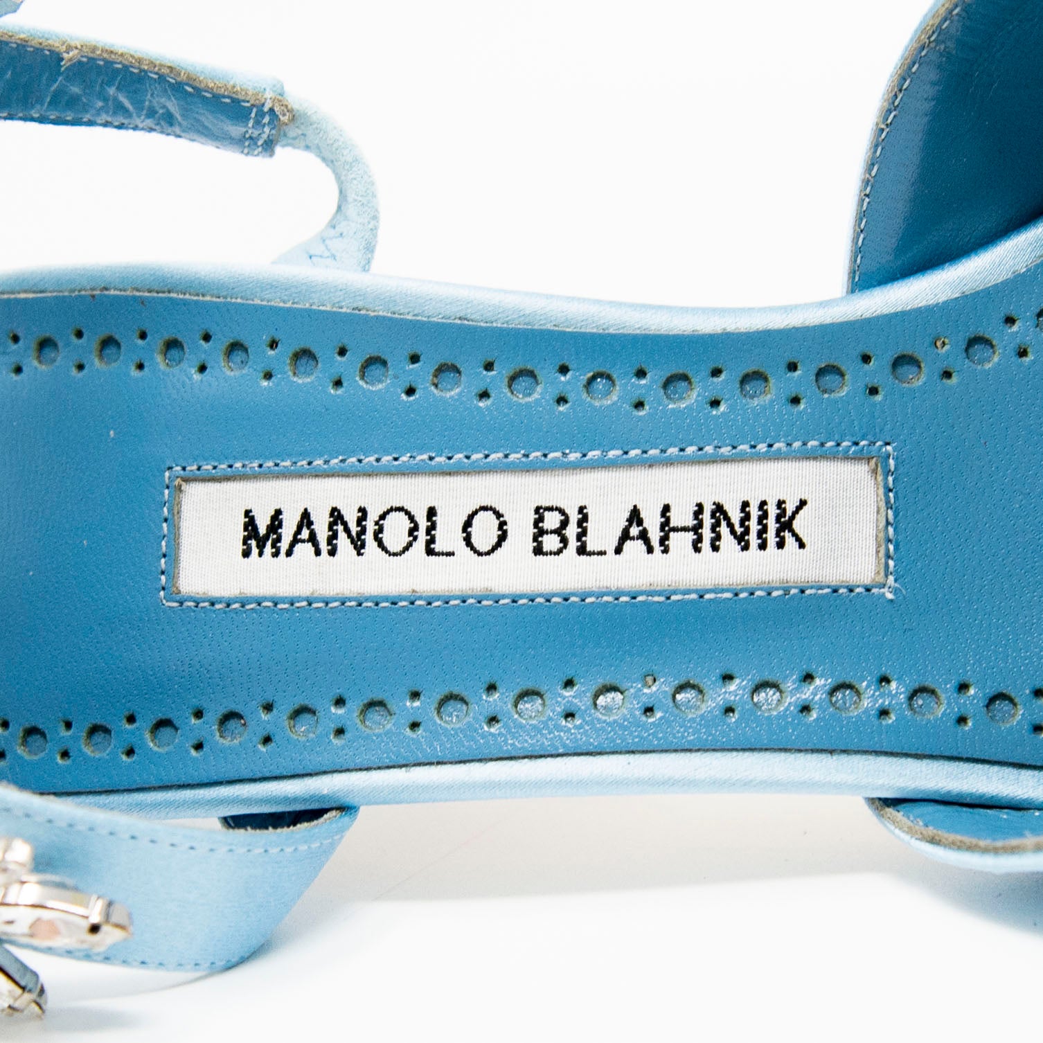 Manolo Blahnik Blue Lurum Jewel Mule 36