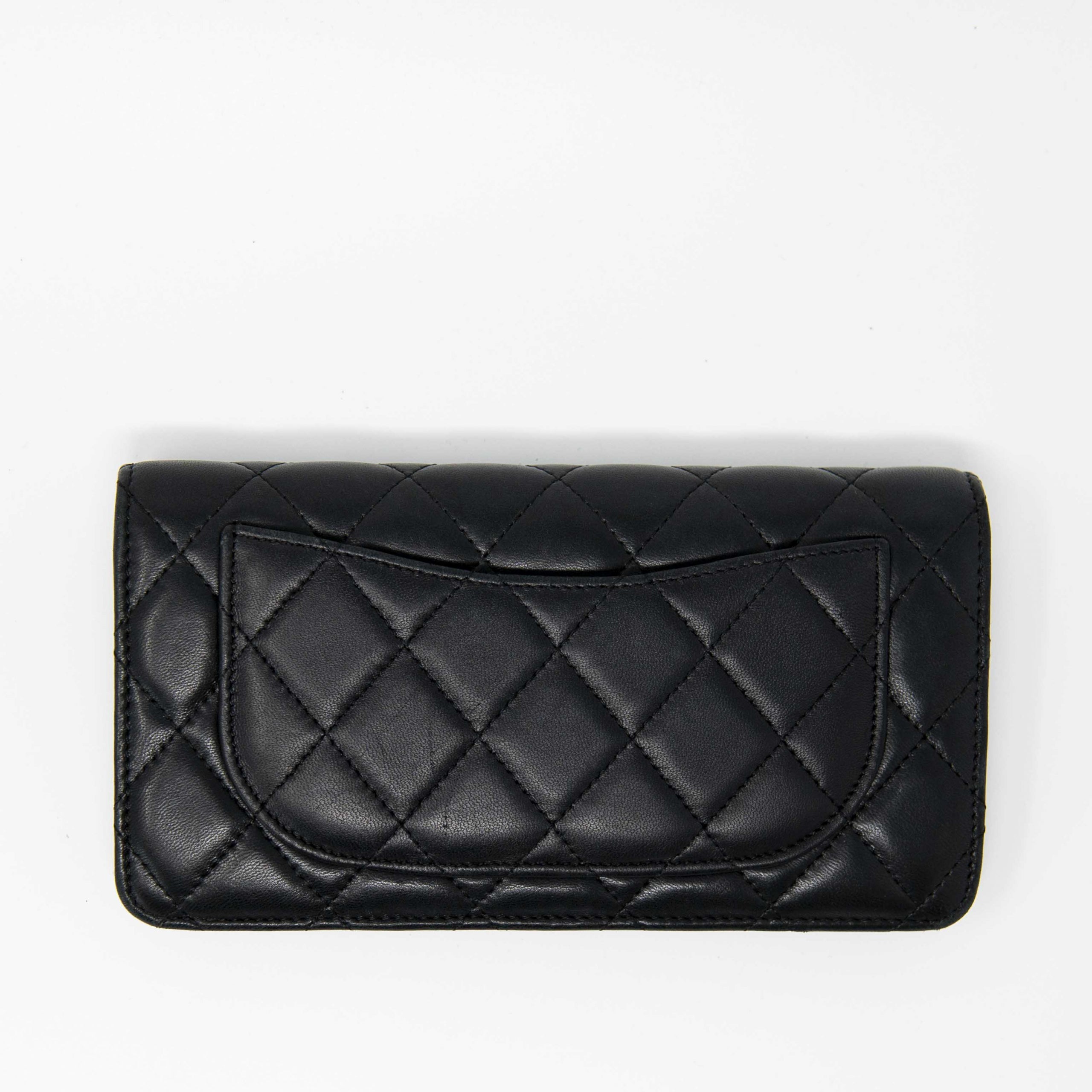 Chanel Black Lambskin Long Flap Wallet