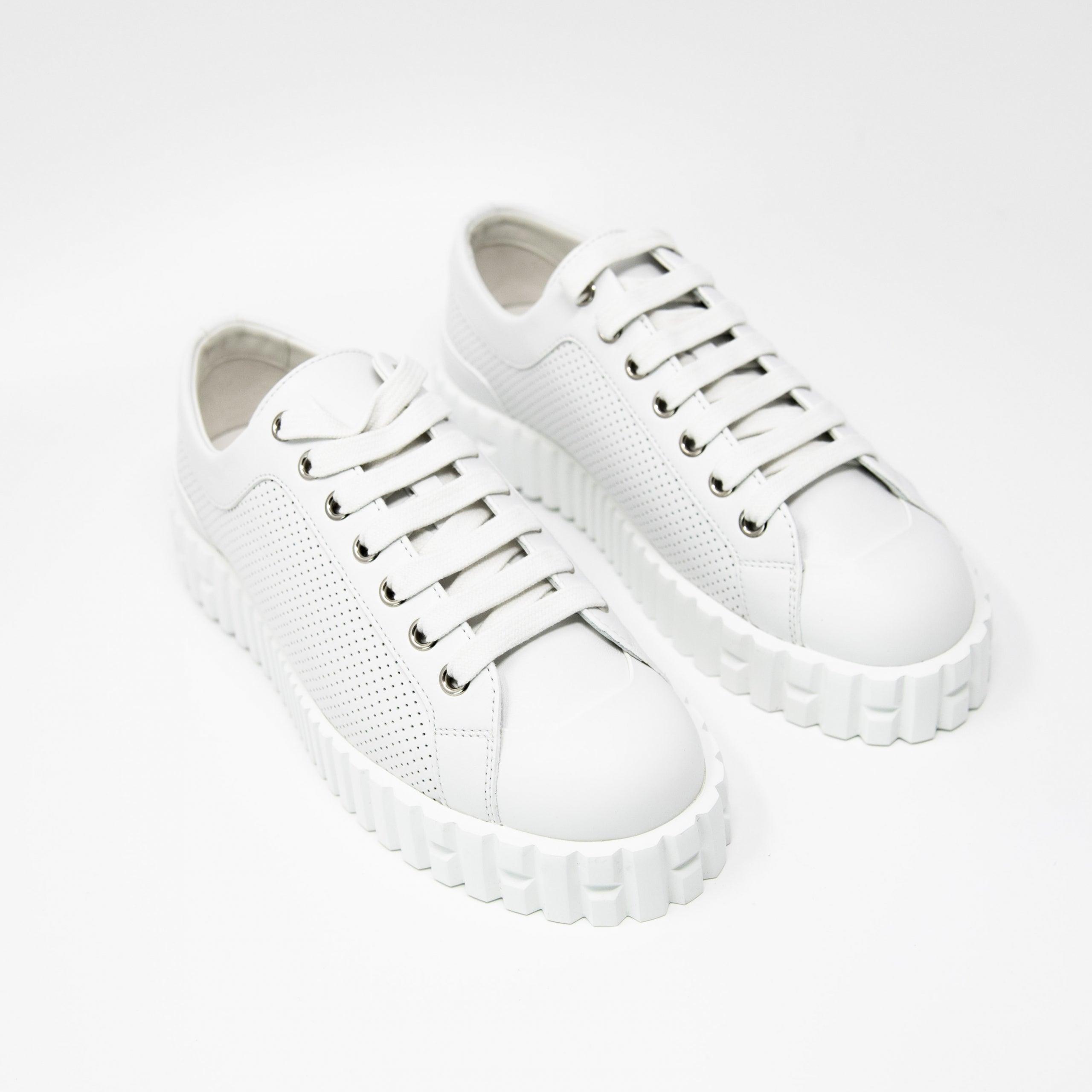 Hermes White Veau Cross Sneakers 36