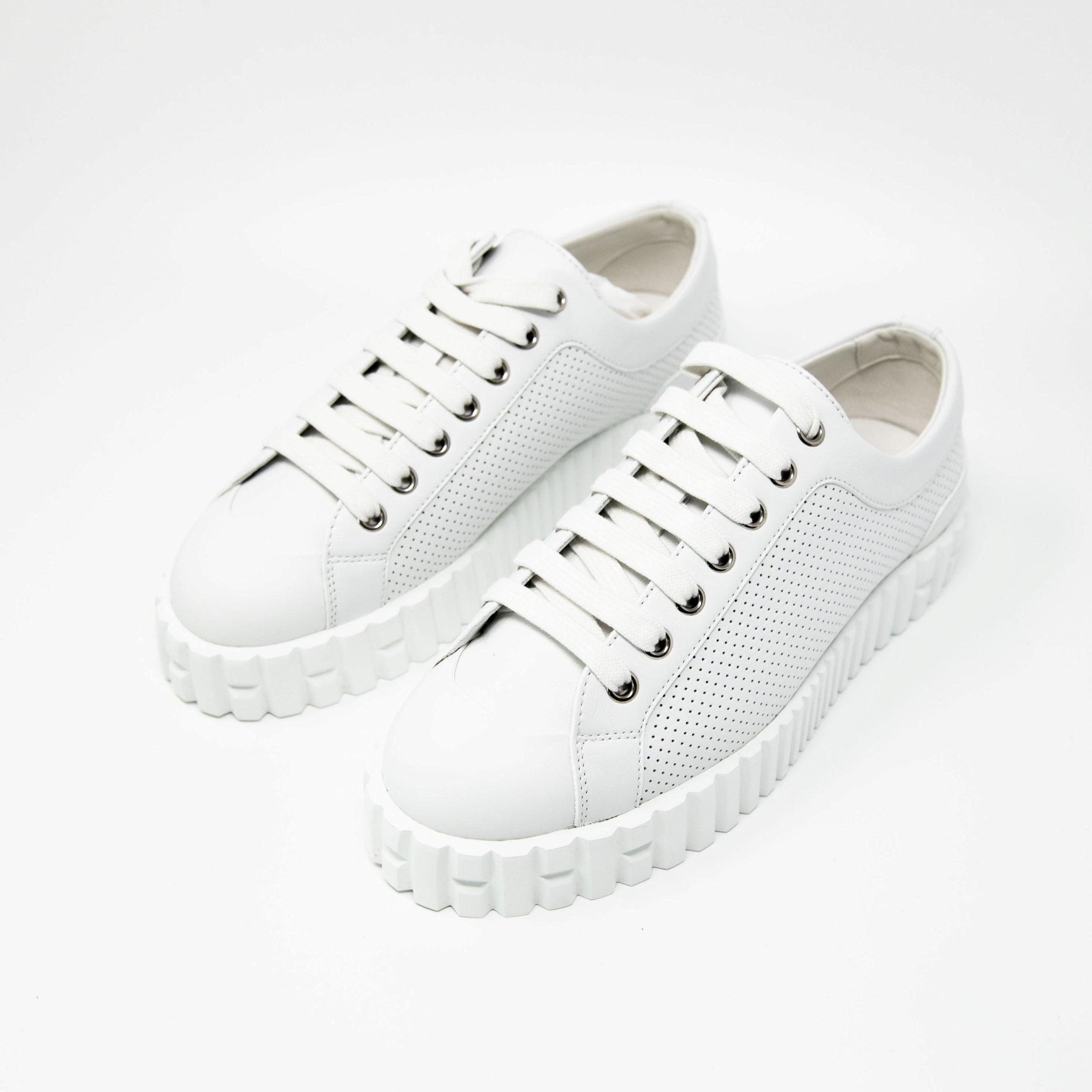 Hermes White Veau Cross Sneakers 36