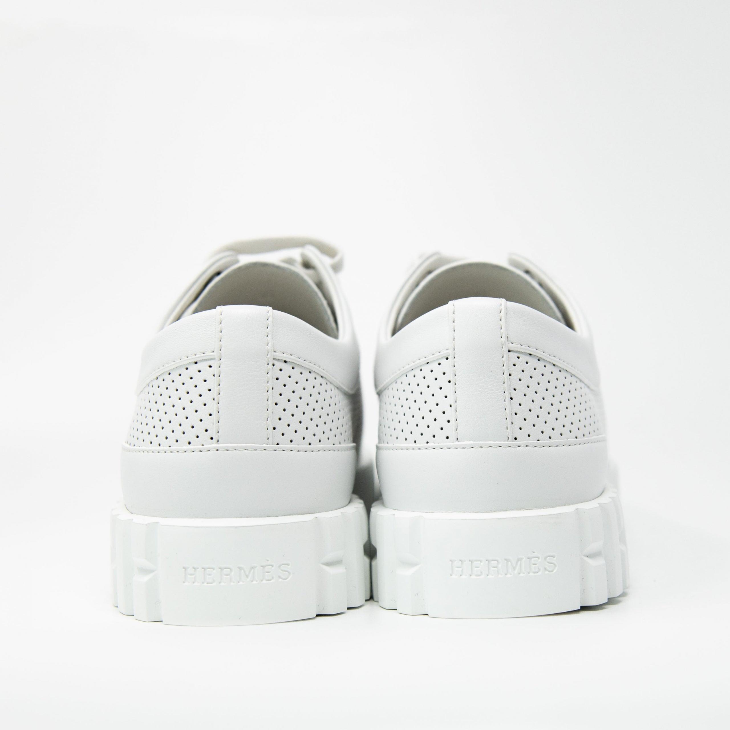 Hermes White Veau Cross Sneakers 36