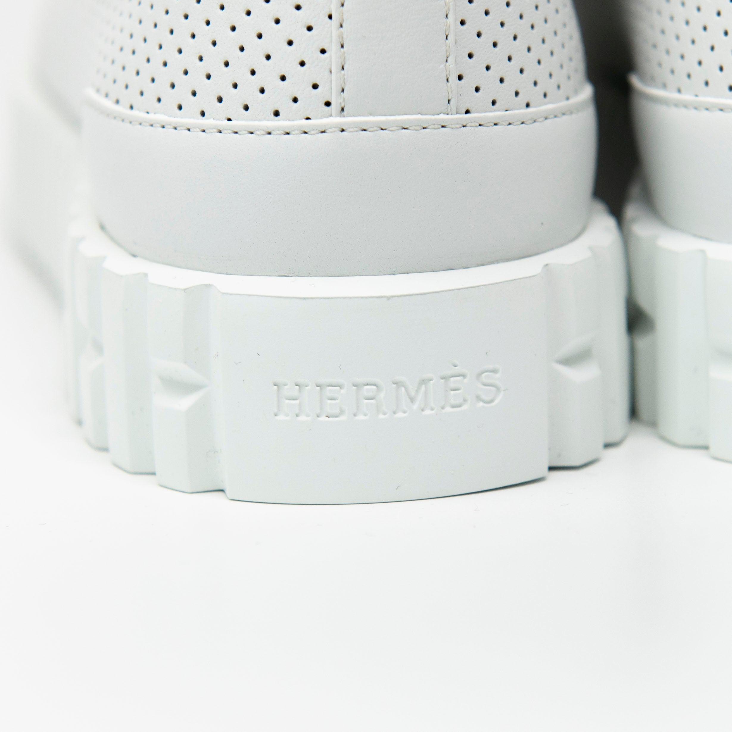 Hermes White Veau Cross Sneakers 36