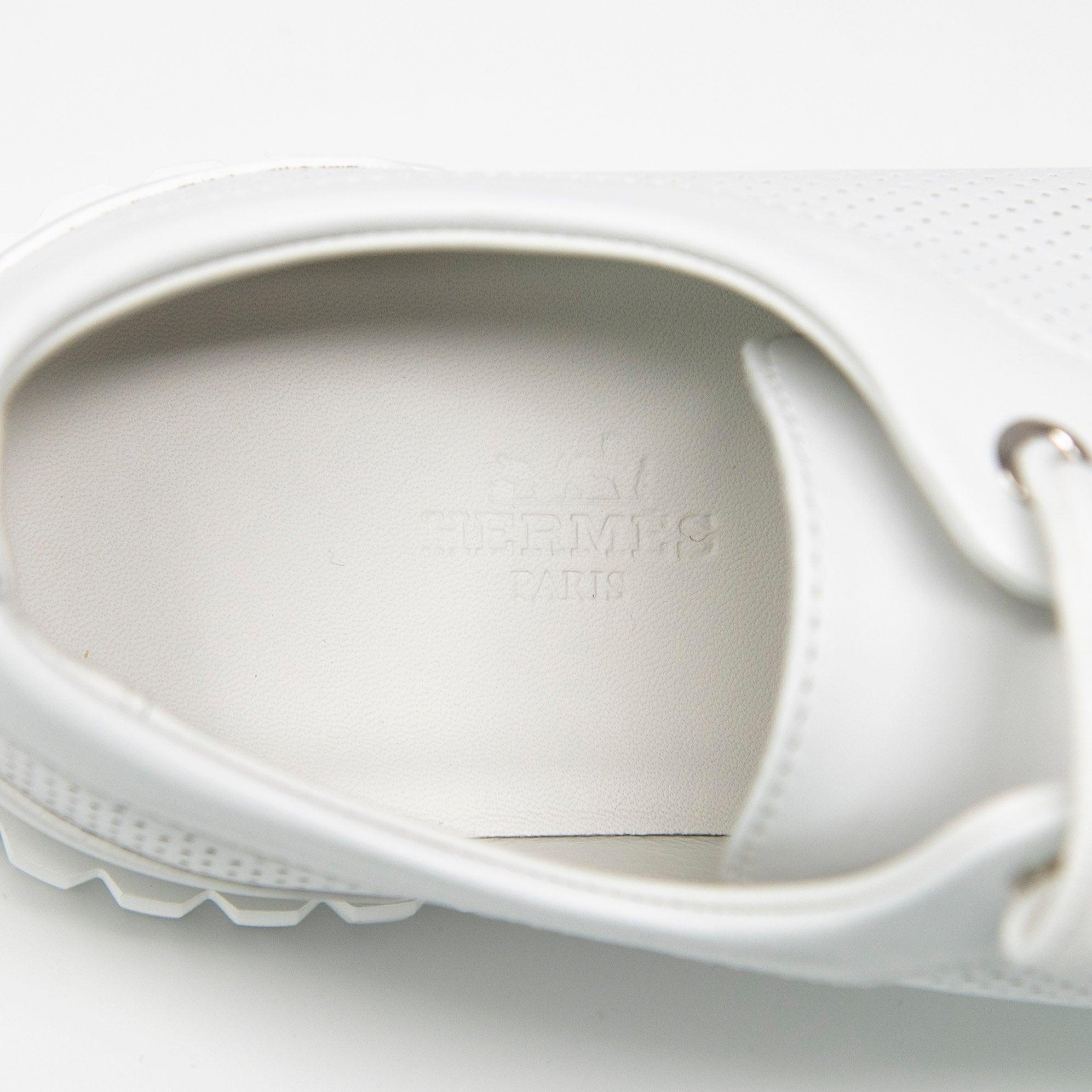 Hermes White Veau Cross Sneakers 36