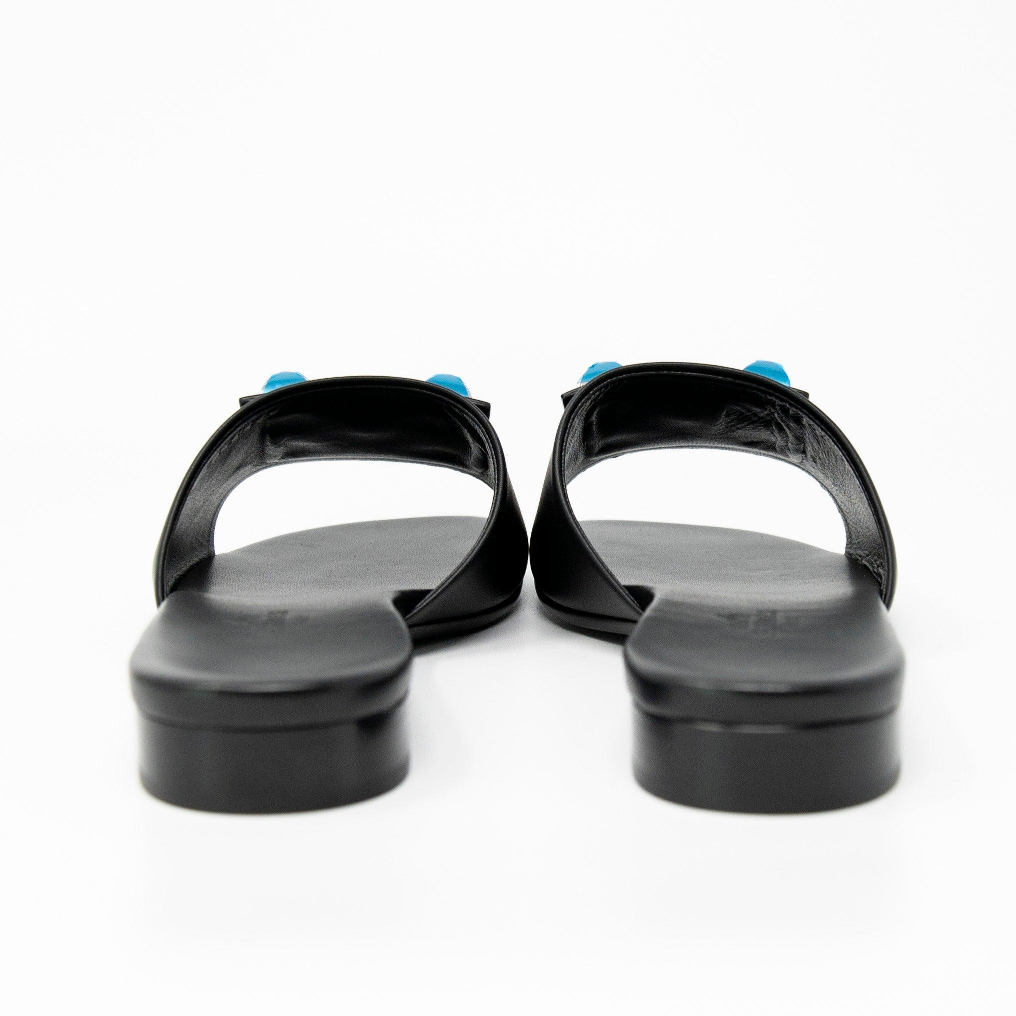 Hermes Black Calfskin Dune Sandals 36