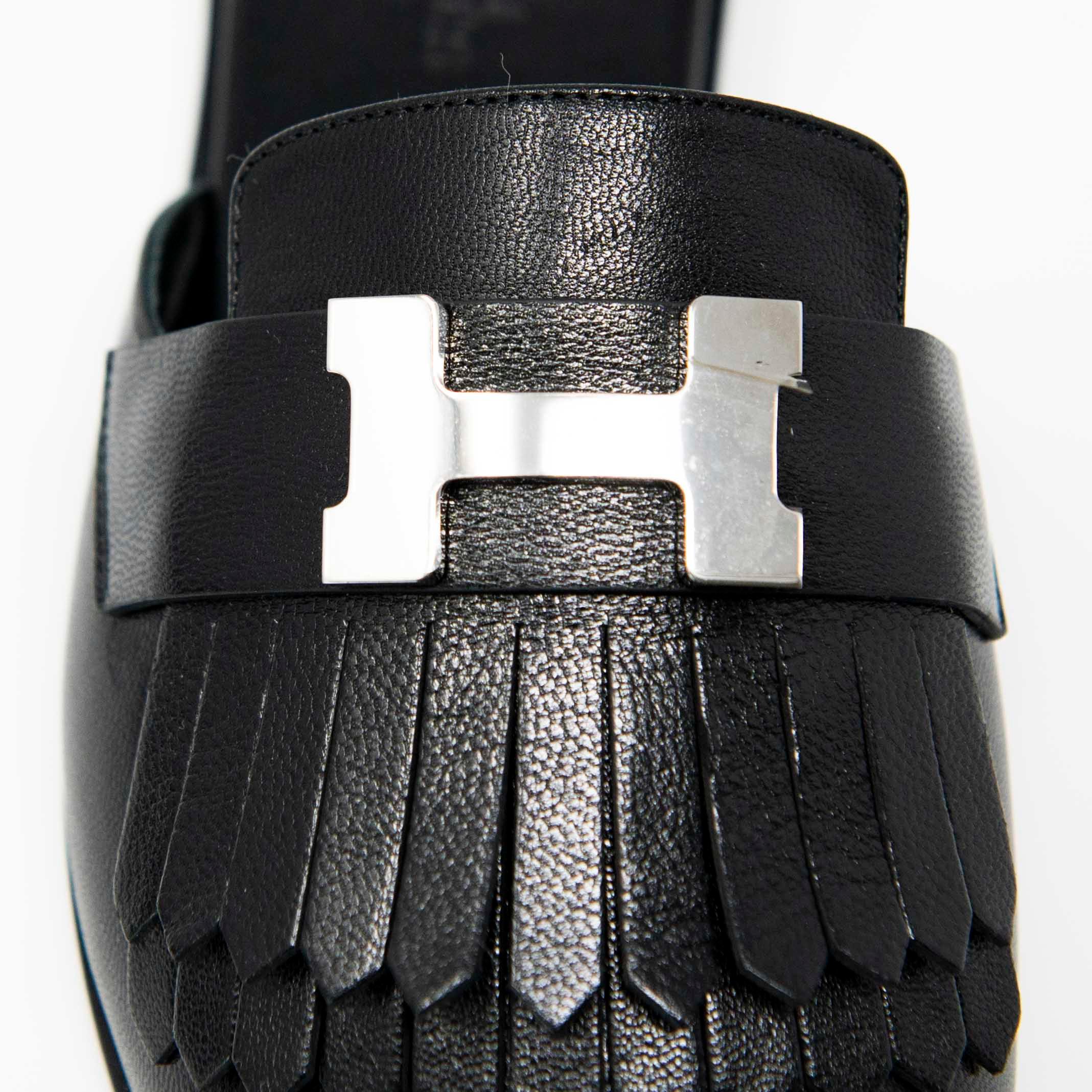 Hermes Black Chevre Auteuil Sandals 36