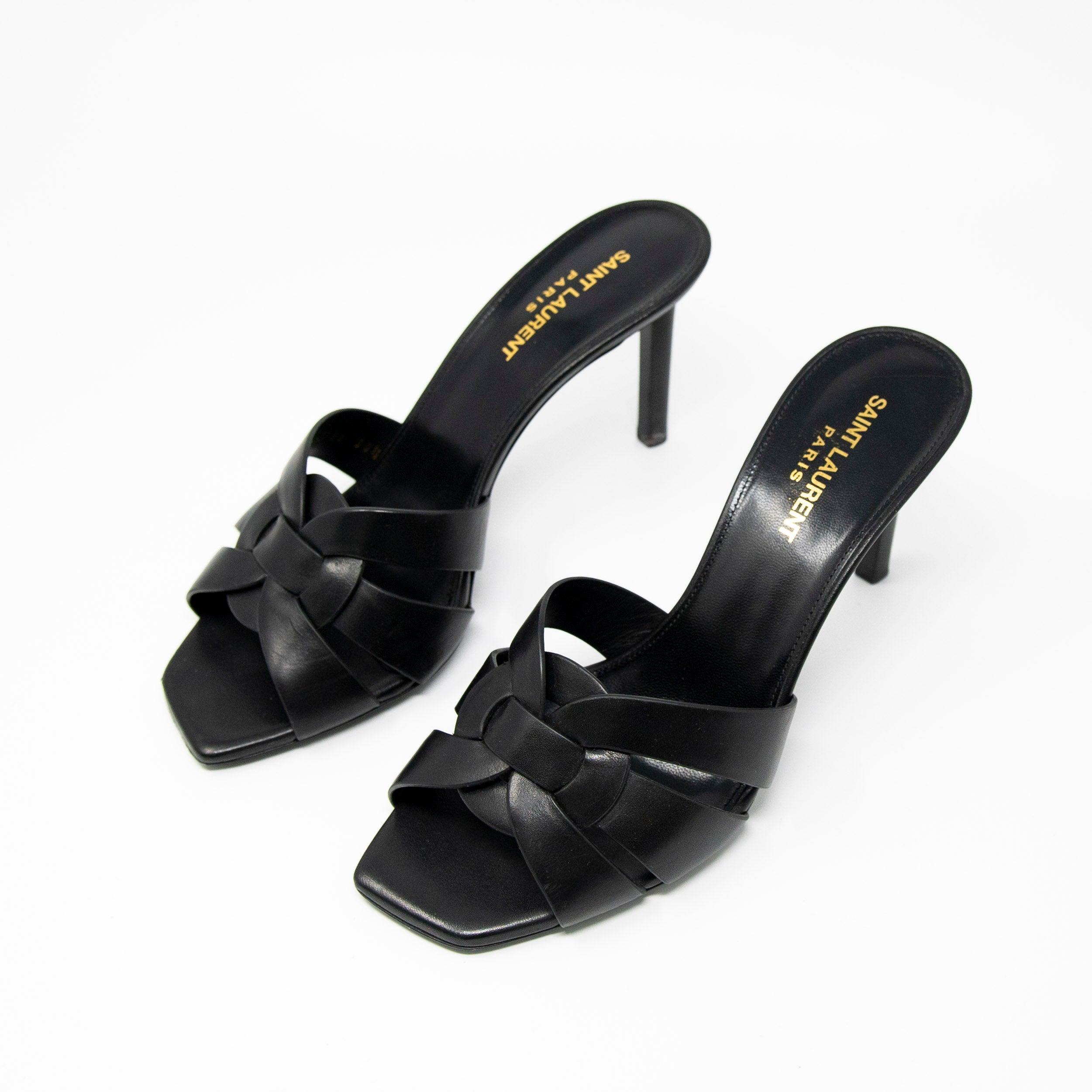 Saint Laurent Black Tribute Mules 38.5