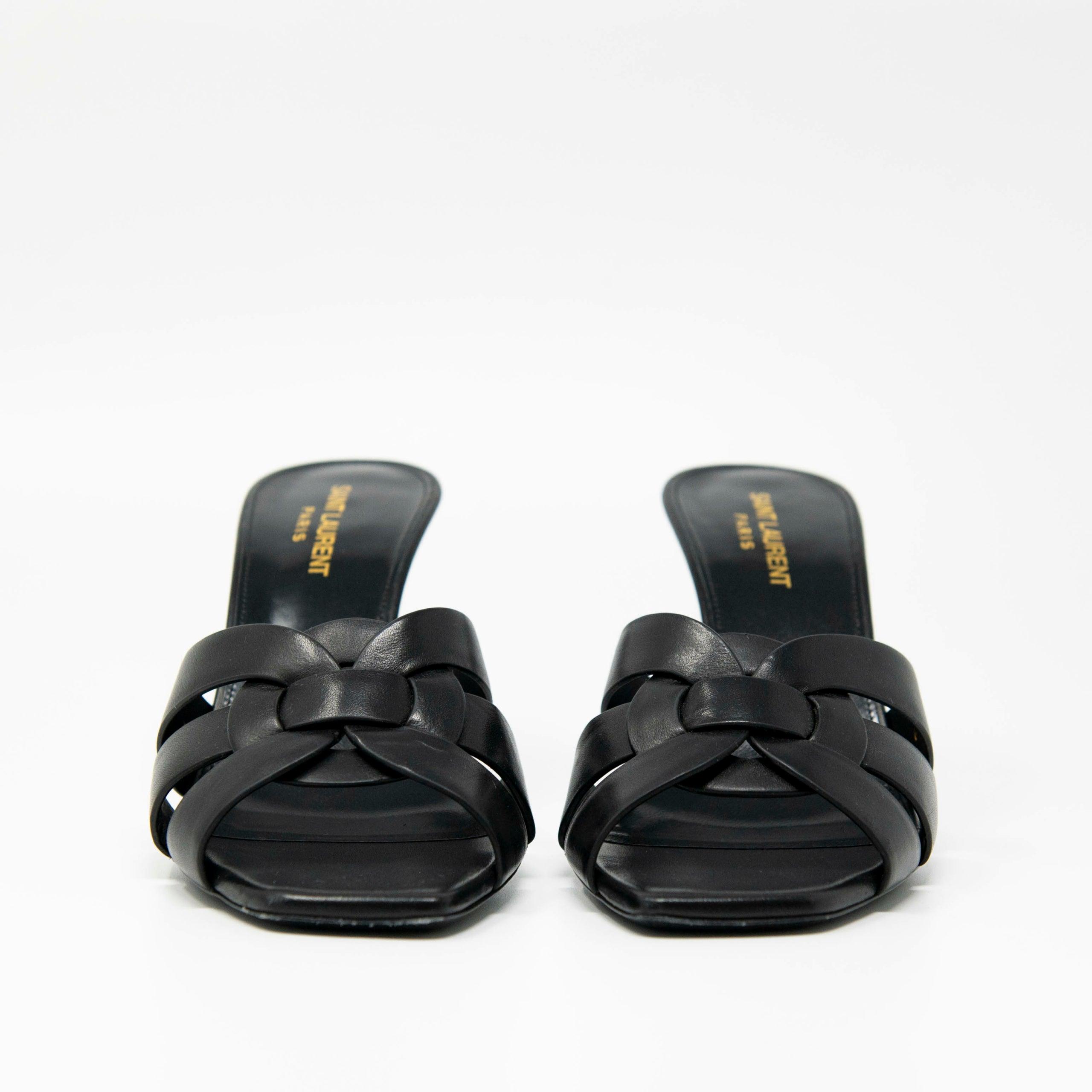 Saint Laurent Black Tribute Mules 38.5
