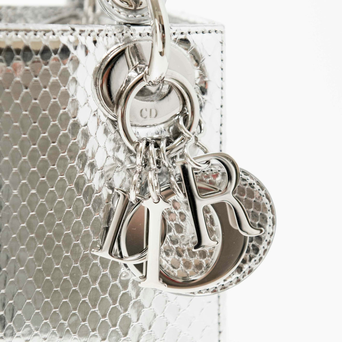 Dior Silver Python Mini Lady Dior Bag