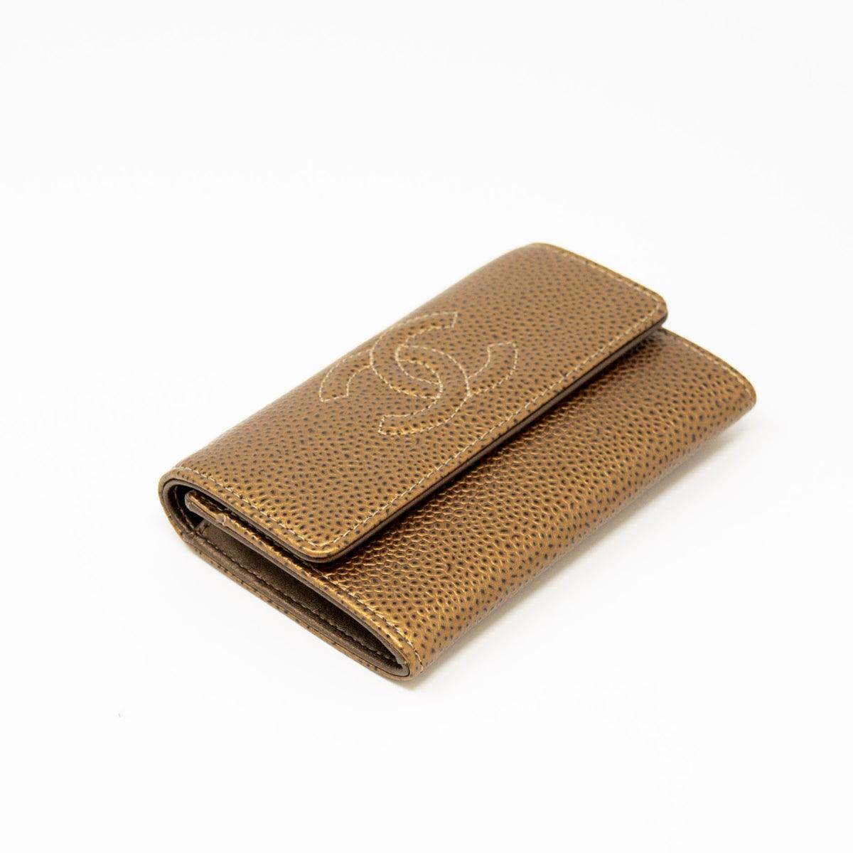 Chanel Bronze Caviar Flap Card Holder