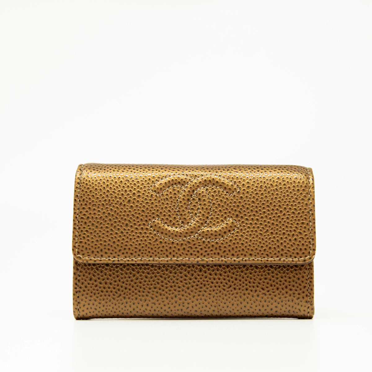 Chanel Bronze Caviar Flap Card Holder