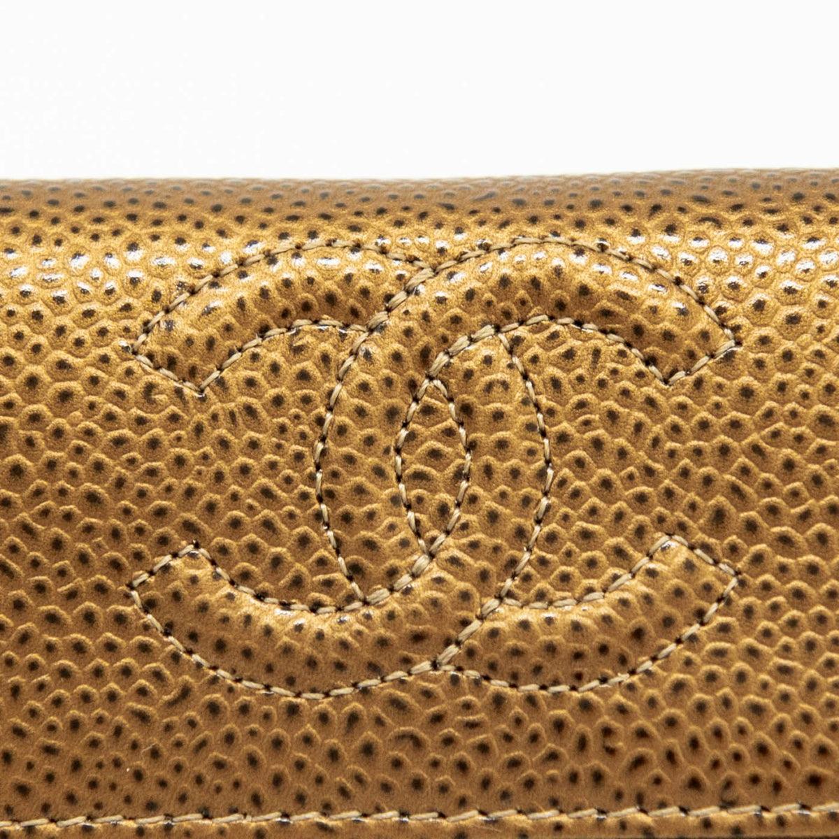 Chanel Bronze Caviar Flap Card Holder