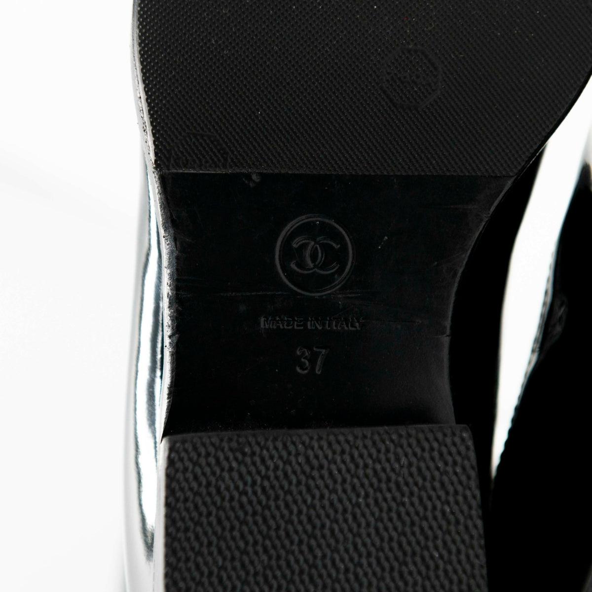 Chanel Black Lace-Up Knee Boots 37