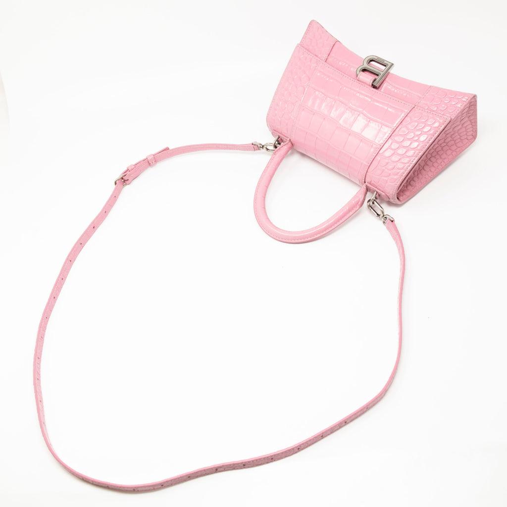 Balenciaga Pink Croc Small Hourglass Bag