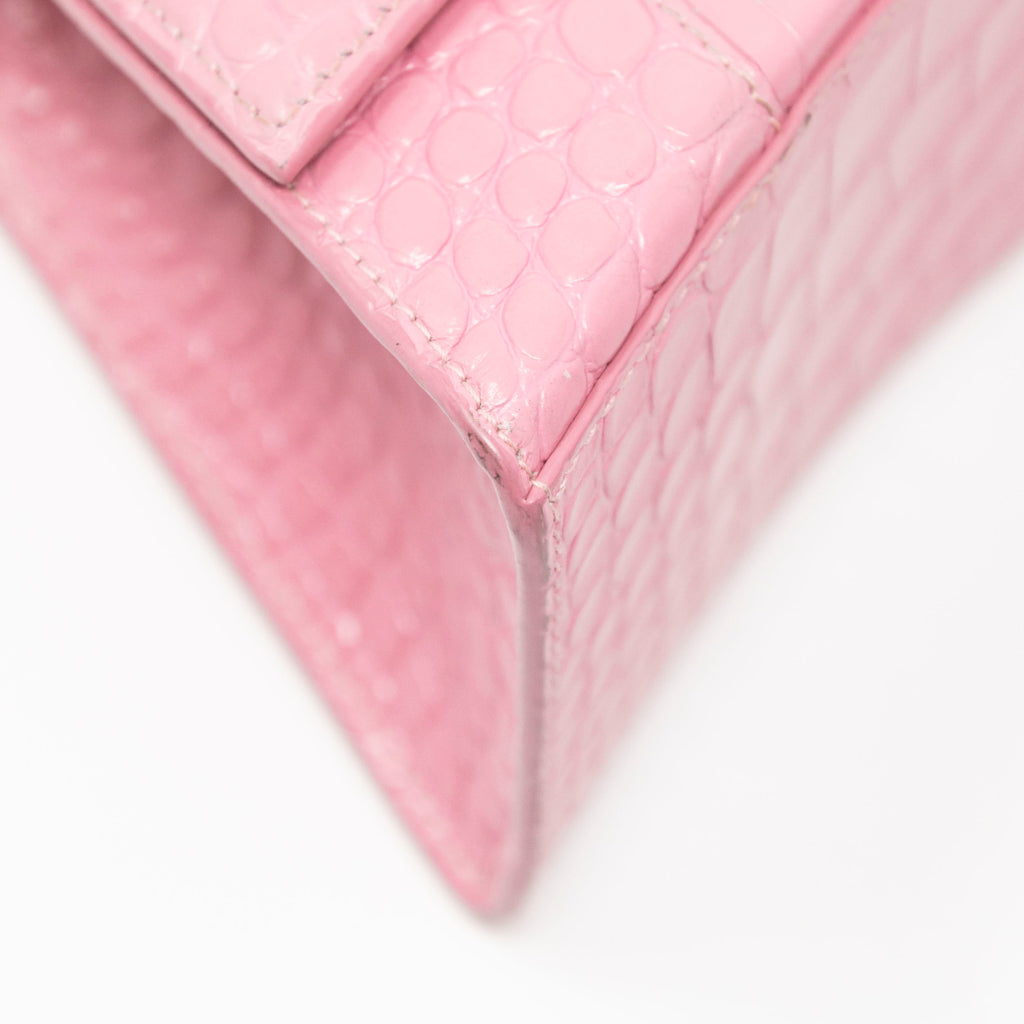 Balenciaga Pink Croc Small Hourglass Bag