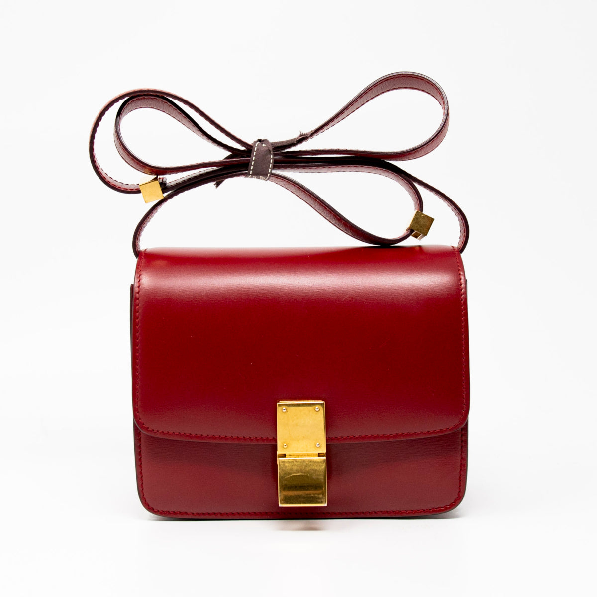 Celine Dark Red Small Box Bag