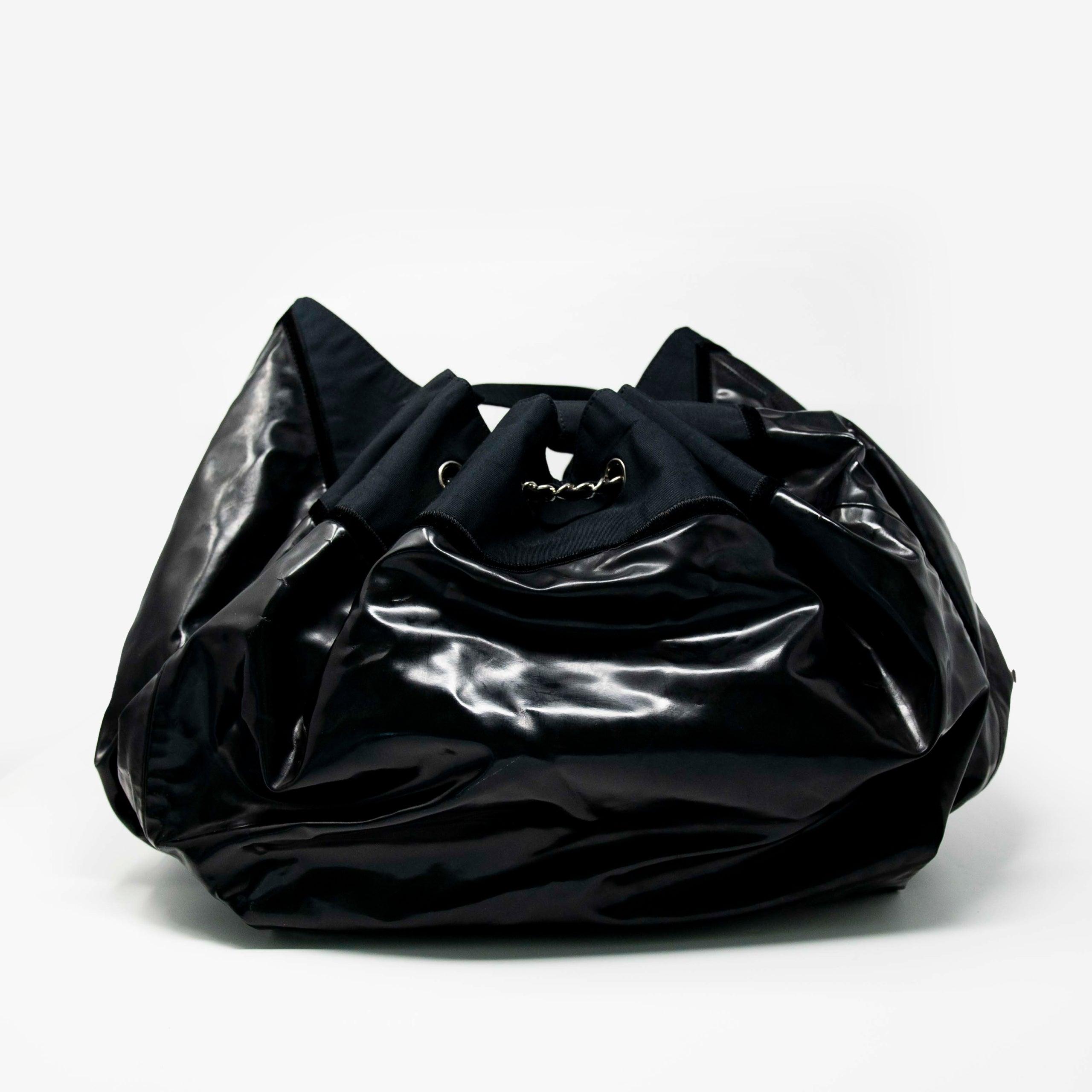 Chanel Black Vinyl XL Cabas Hobo
