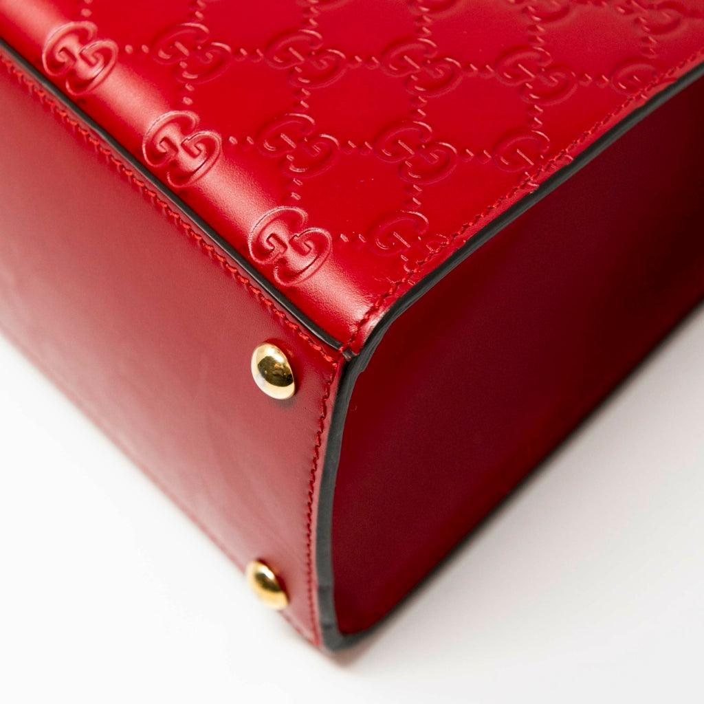 Gucci Red Guccissima Top Handle Bag