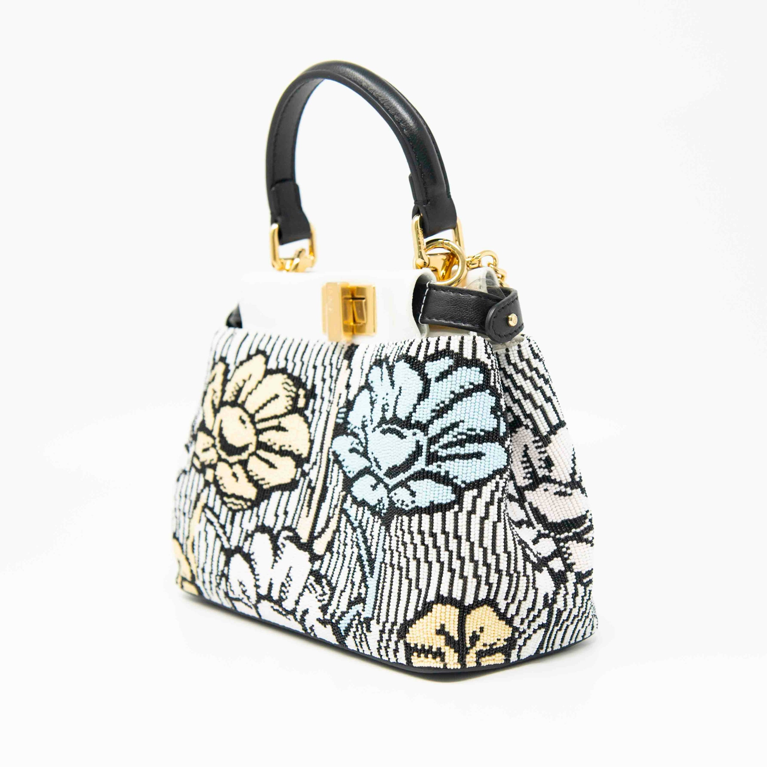 Fendi Beaded Floral Mini Peekaboo Bag