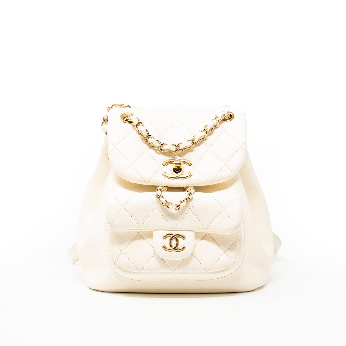 Chanel White Lambskin Duma Backpack