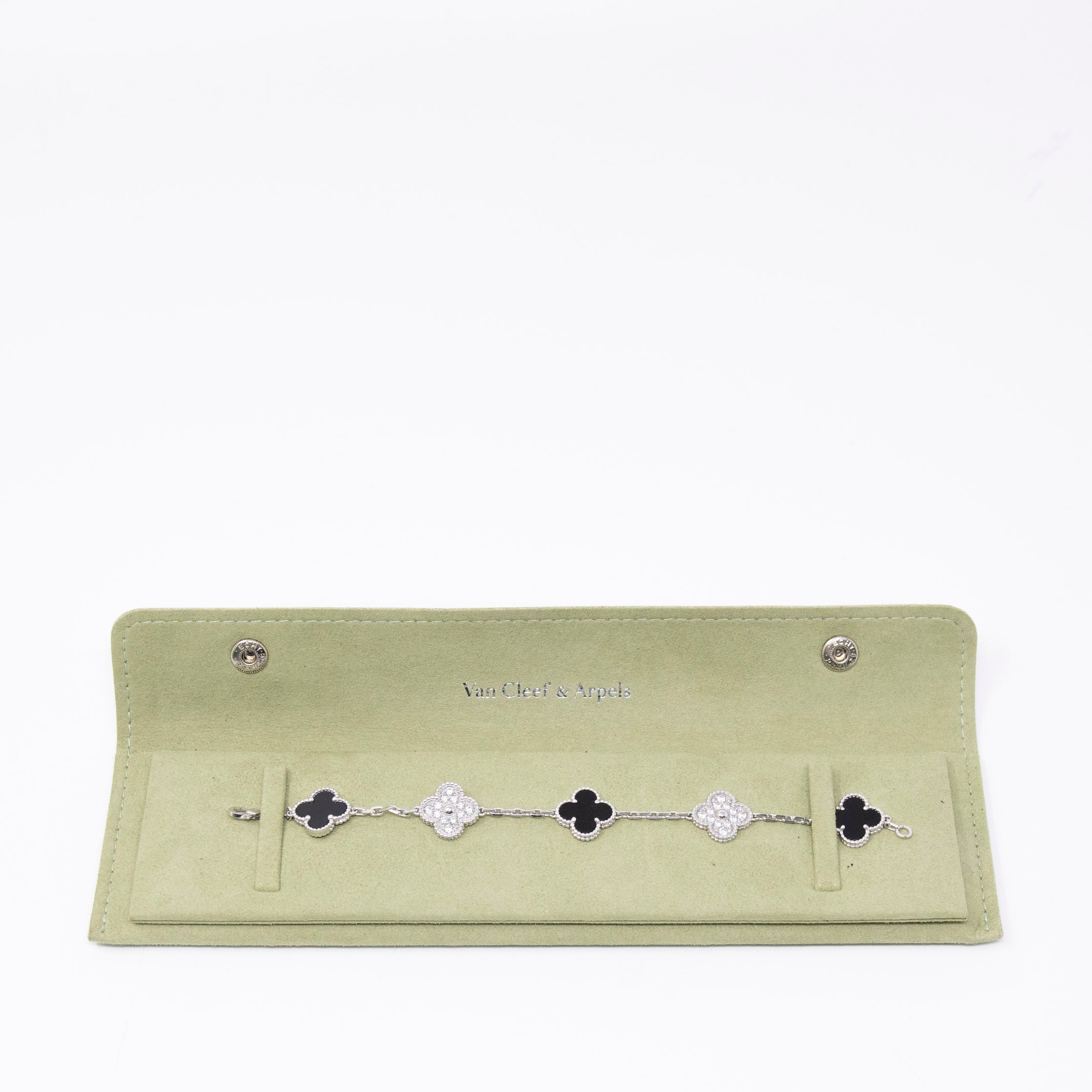 Van Cleef & Arpels 5 Motif Diamond Onyx Bracelet