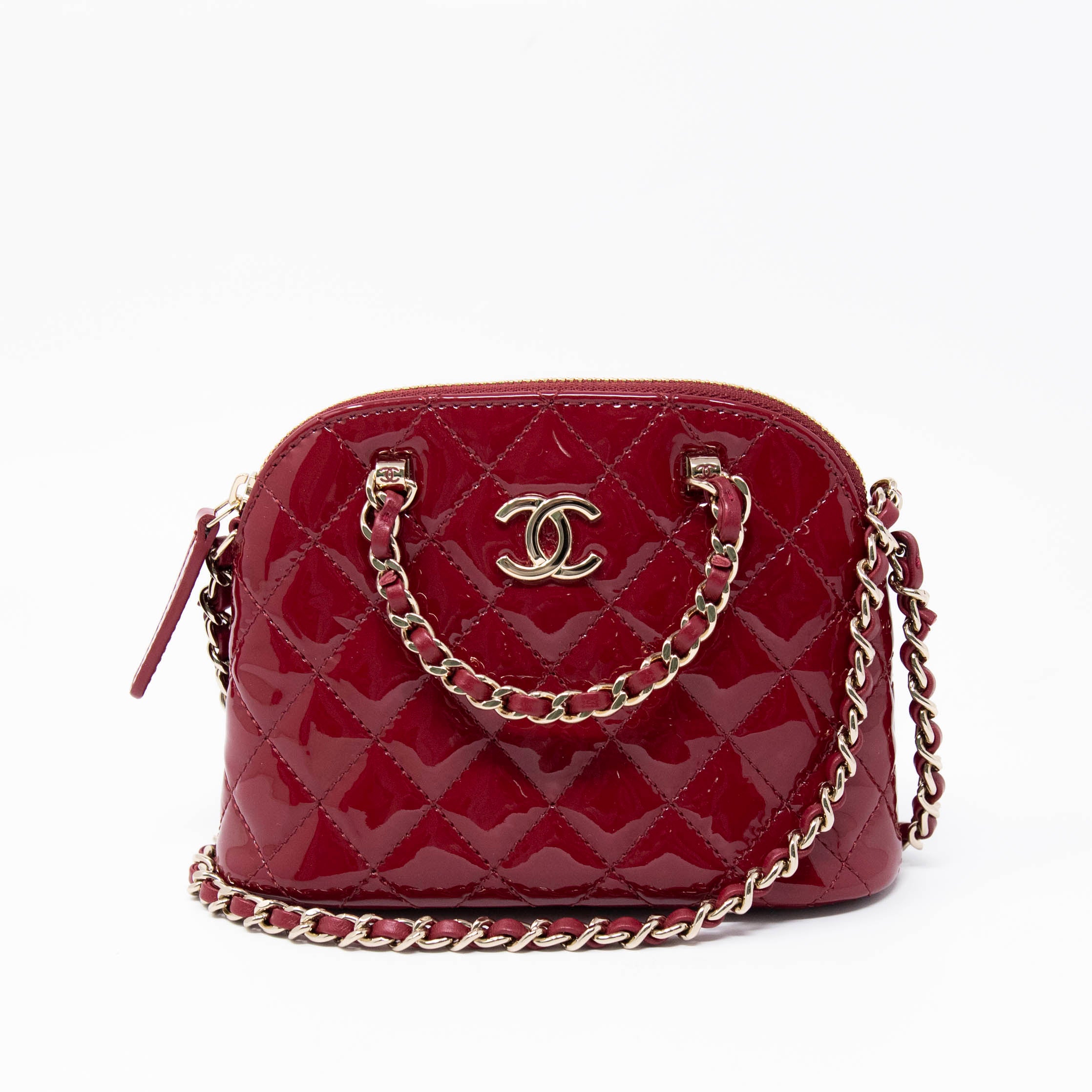 Chanel Red Mini Coco Clutch With Chain