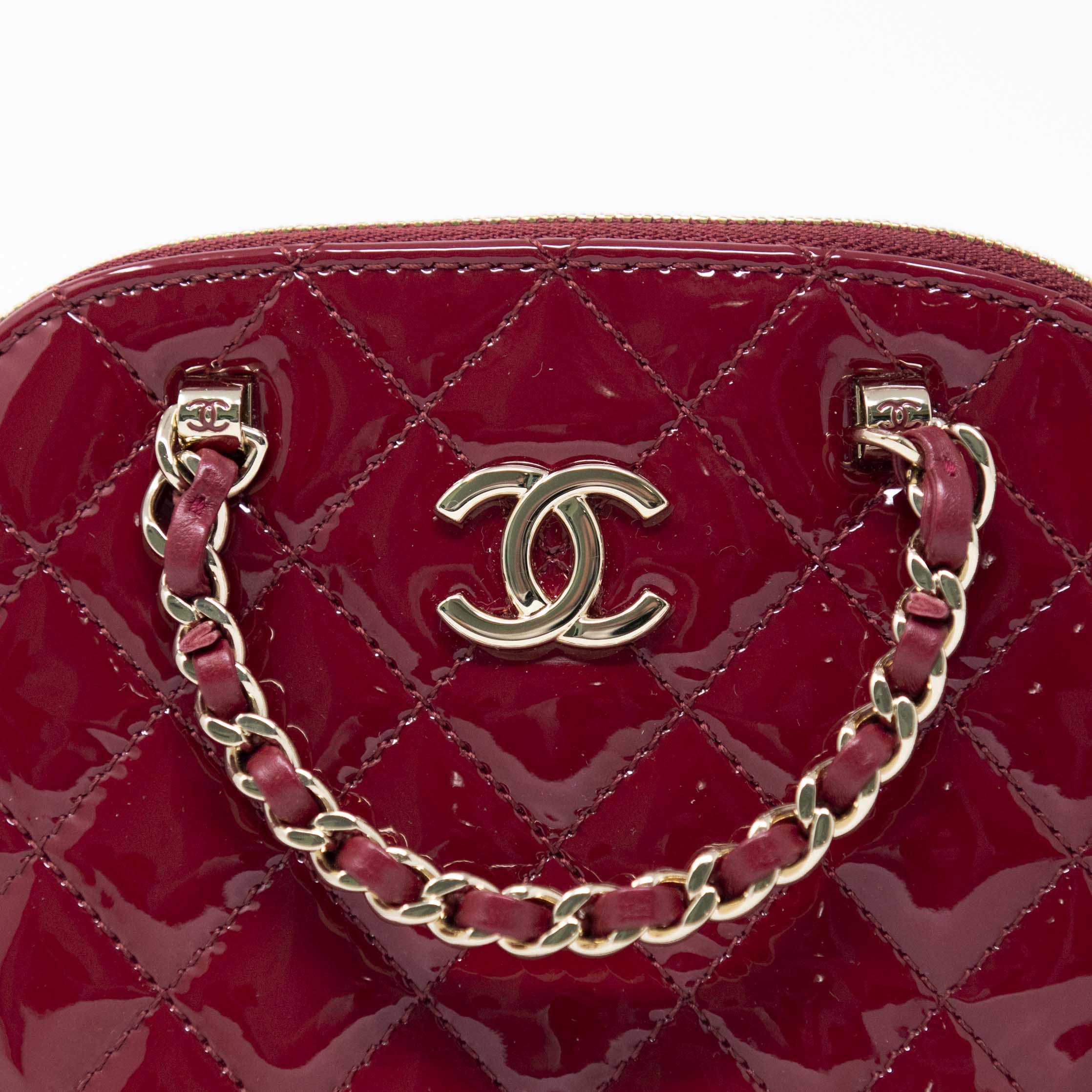 Chanel Red Mini Coco Clutch With Chain